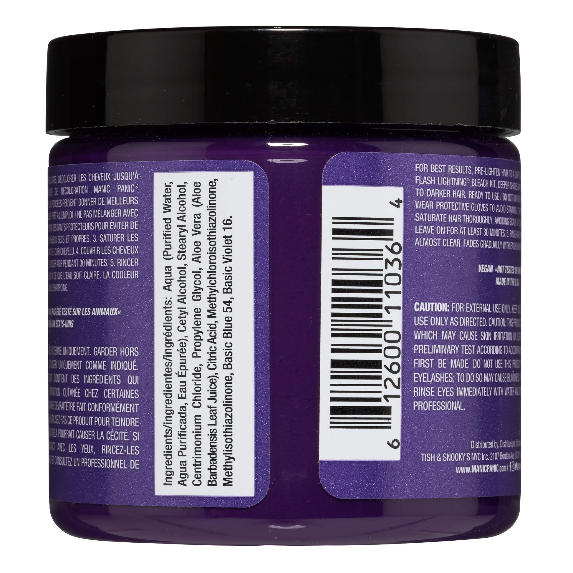 Black MANIC PANIC Classic Electric Amethyst Semi Permanent Hair Color - Bright Purple Hair Dye for Women & Men That Lasts 4-6 Weeks - Vegan, Ammonia & Cruelty-Free - Create & Mix Custom Shades (4oz)