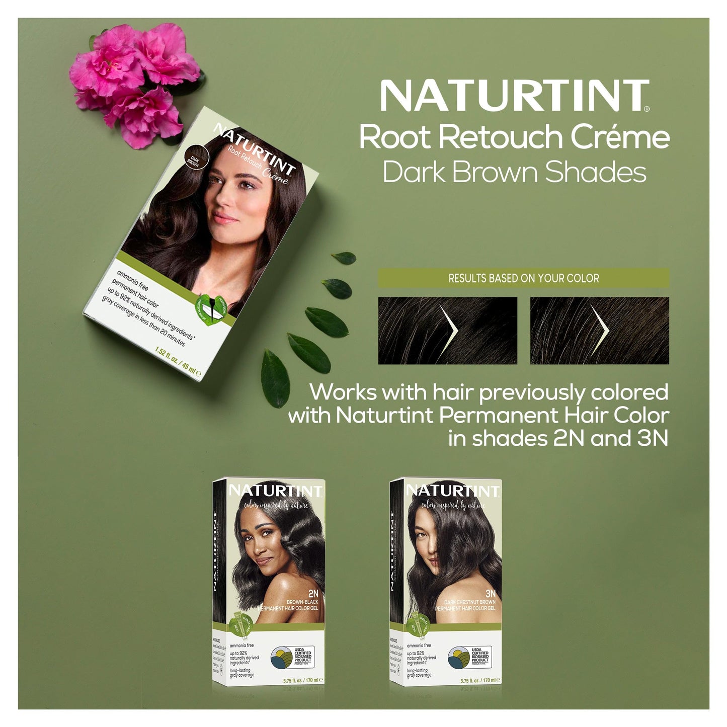 Slate Gray Naturtint Dark Brown Root Retouch Crème Permanent Hair Color - Ammonia Free, Conceal Grays, No Artificial Scent, 1.52 Fl Oz