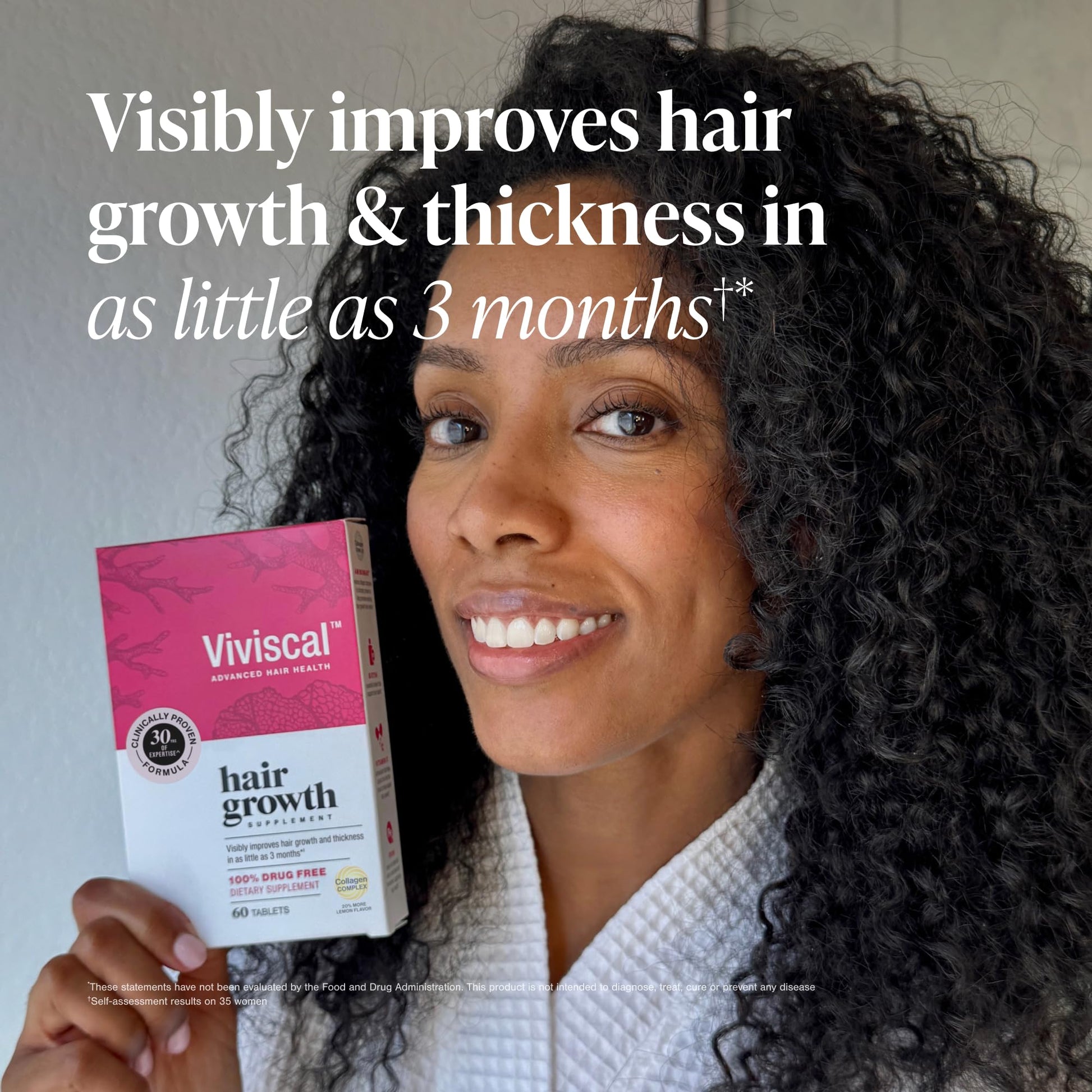 Black Viviscal Hair Growth Supplements for Women, Thicker Fuller Hair Support for Thinning Hair and Hair Loss, with Biotin and Marine Collagen, Drug-Free, 180 Tablets, 90-Day Supply