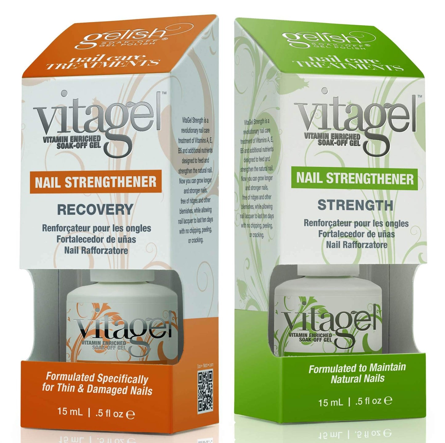White Smoke NEW Gelish Gel LED Nail Polish Vitagel Brush Strengthener and Recovery 2 Pack