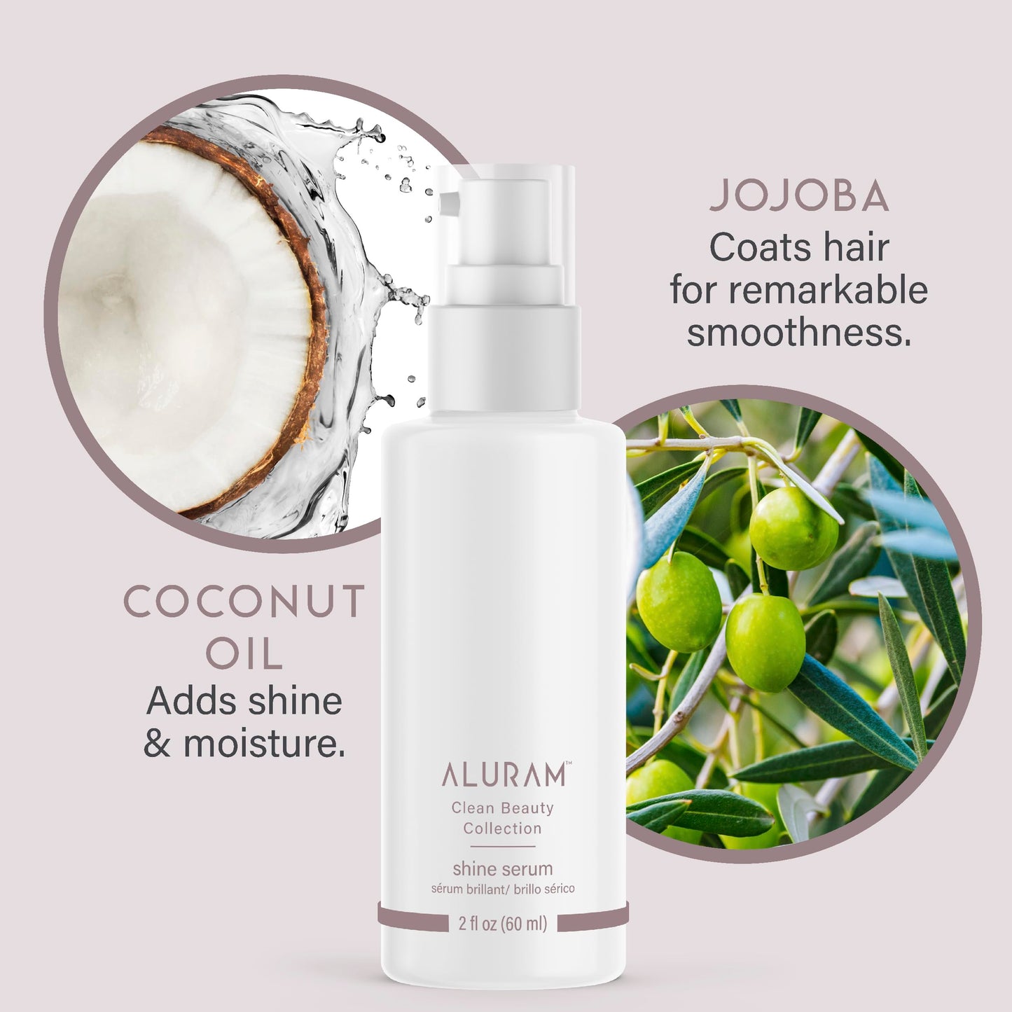 Light Gray ALURAM Coconut Water Shine Serum, Frizz Elimination & Radiant Gloss for All Hair Types, 2 Fl Oz