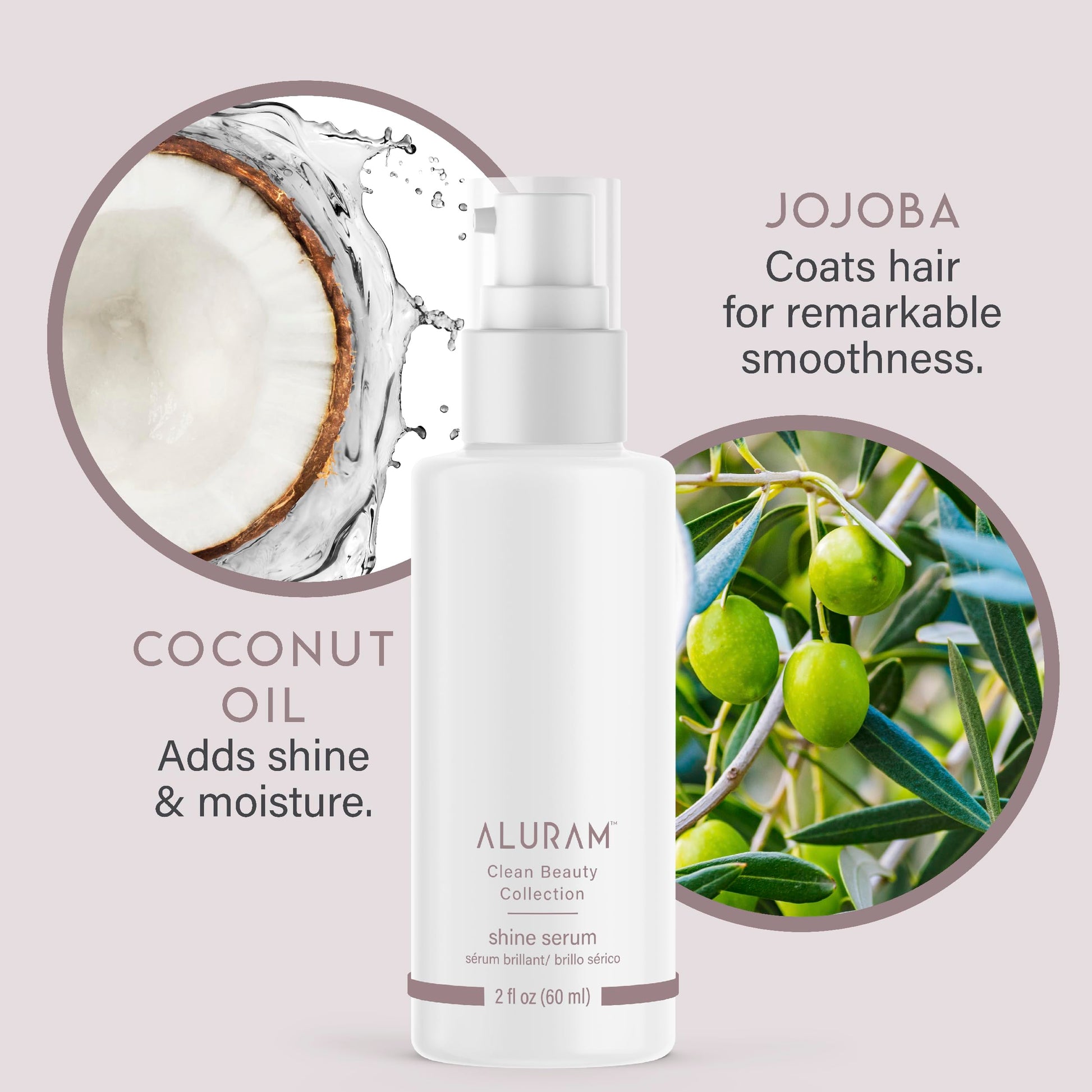 Light Gray ALURAM Coconut Water Shine Serum, Frizz Elimination & Radiant Gloss for All Hair Types, 2 Fl Oz