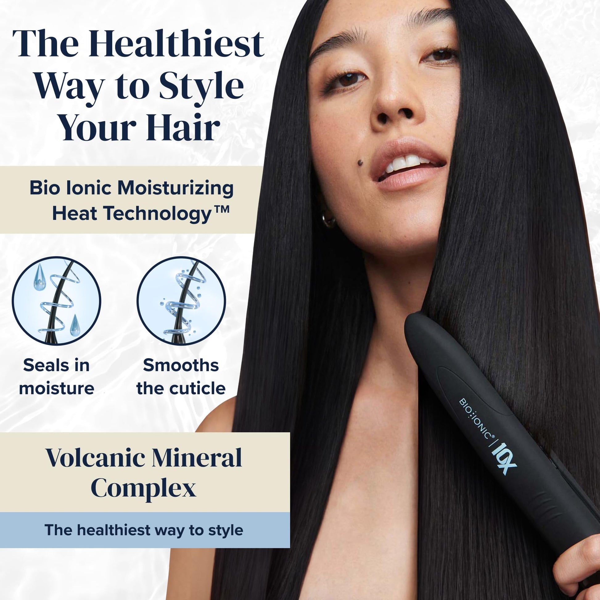 White Smoke Bio Ionic 10X Styling Iron, 1" Hair Straightener with Moisturizing Heat Technology, Flat Iron for 10-Minute Styling, Hair Straightener and Curler