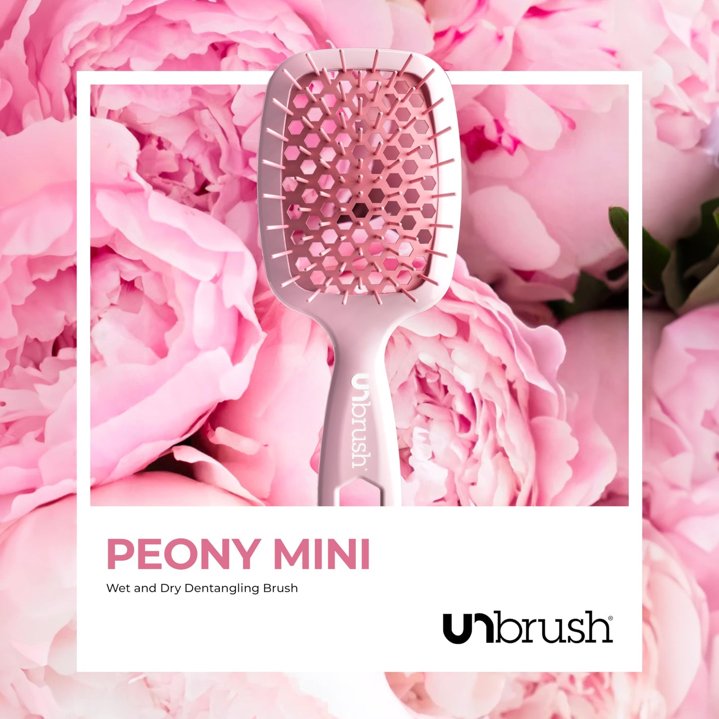 White Smoke FHI Heat UNbrush Mini Detangler Brush for Pain-Free Brushing on All Wet or Dry Hair Types — Durable Duoflex Anti-Static Bristles, Lightweight Handle, Vented Mini Hair Brush, Peony Light Pink