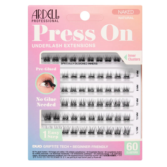 Lavender Ardell Press On Lashes Naked Natural – Pre Glued Lash Clusters for All-Day Wear, No Glue Needed, 60 Clusters