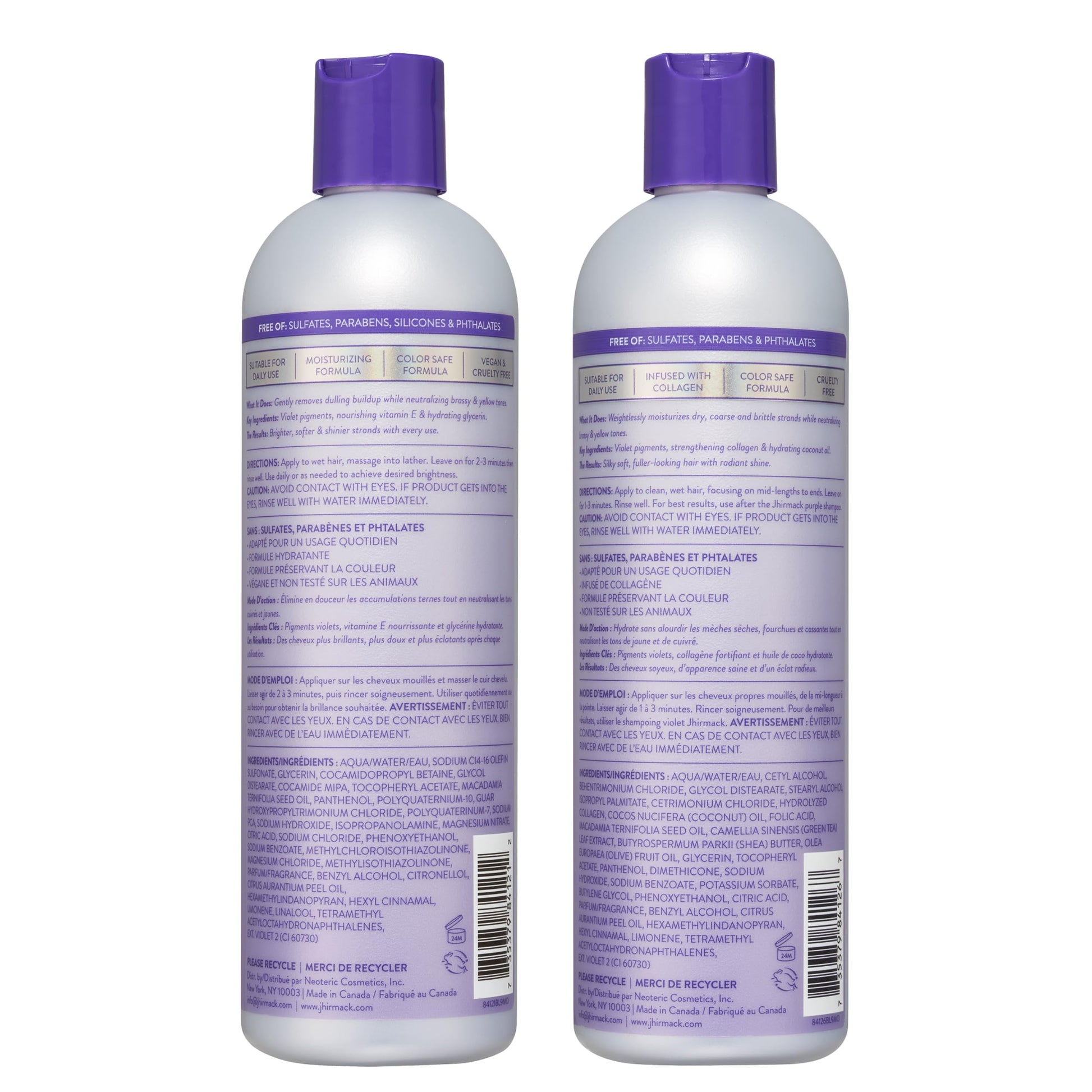White Smoke Jhirmack Silver Brightening Purple Shampoo and Conditioner Set for all types of silver, grey, and blonde hair
