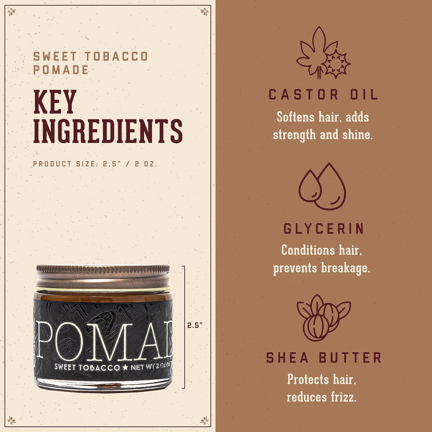 Sienna 18.21 Man Made Hair Styling Product, 2oz. Original Sweet Tobacco Scent in Pomade with High Shine Finish