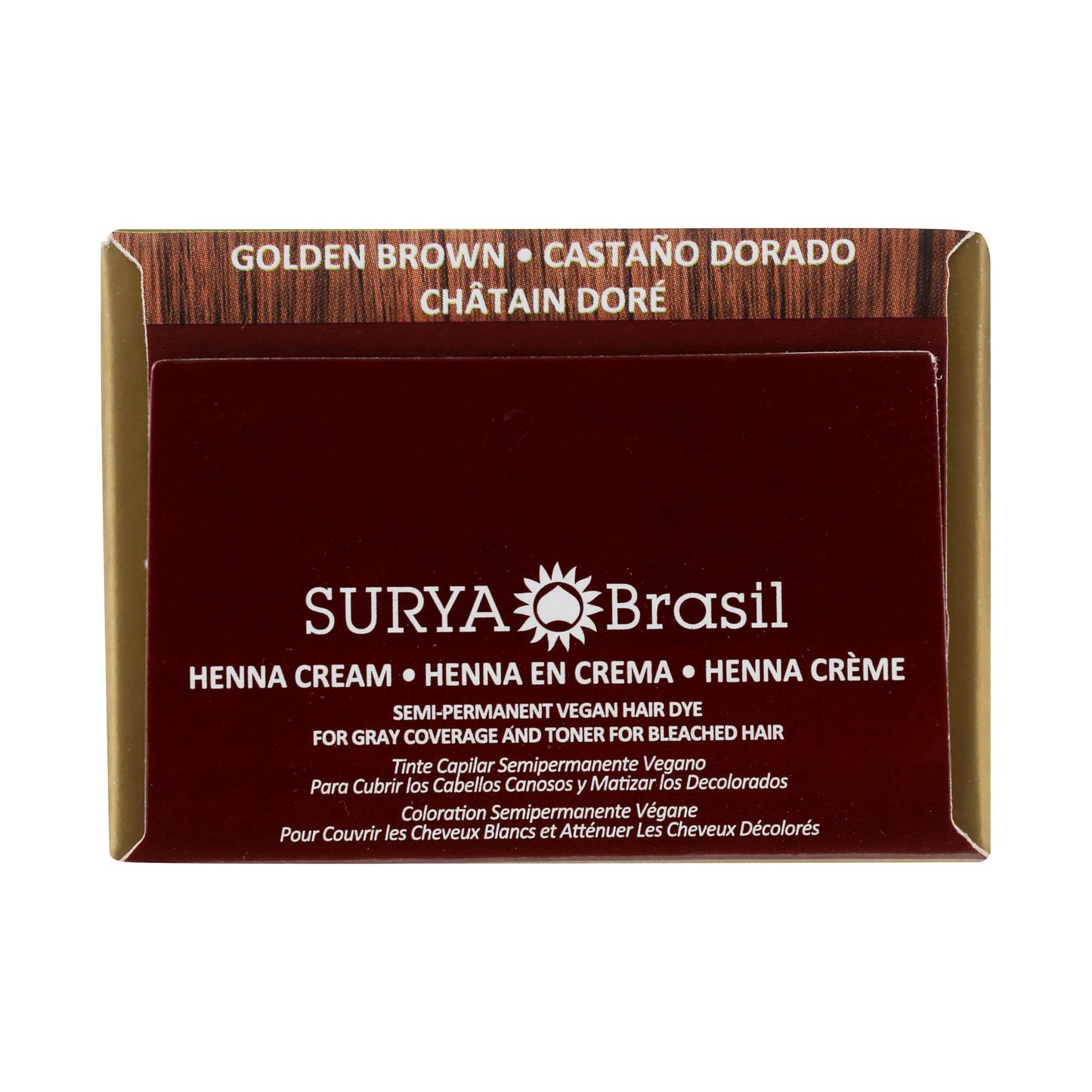 Black Surya Brasil - Henna Cream, Semi-Permanent Golden Brown Hair Color Treatment for Gray Coverage, Deep Conditioning Hair Dye, 2.37 oz / 70 ml