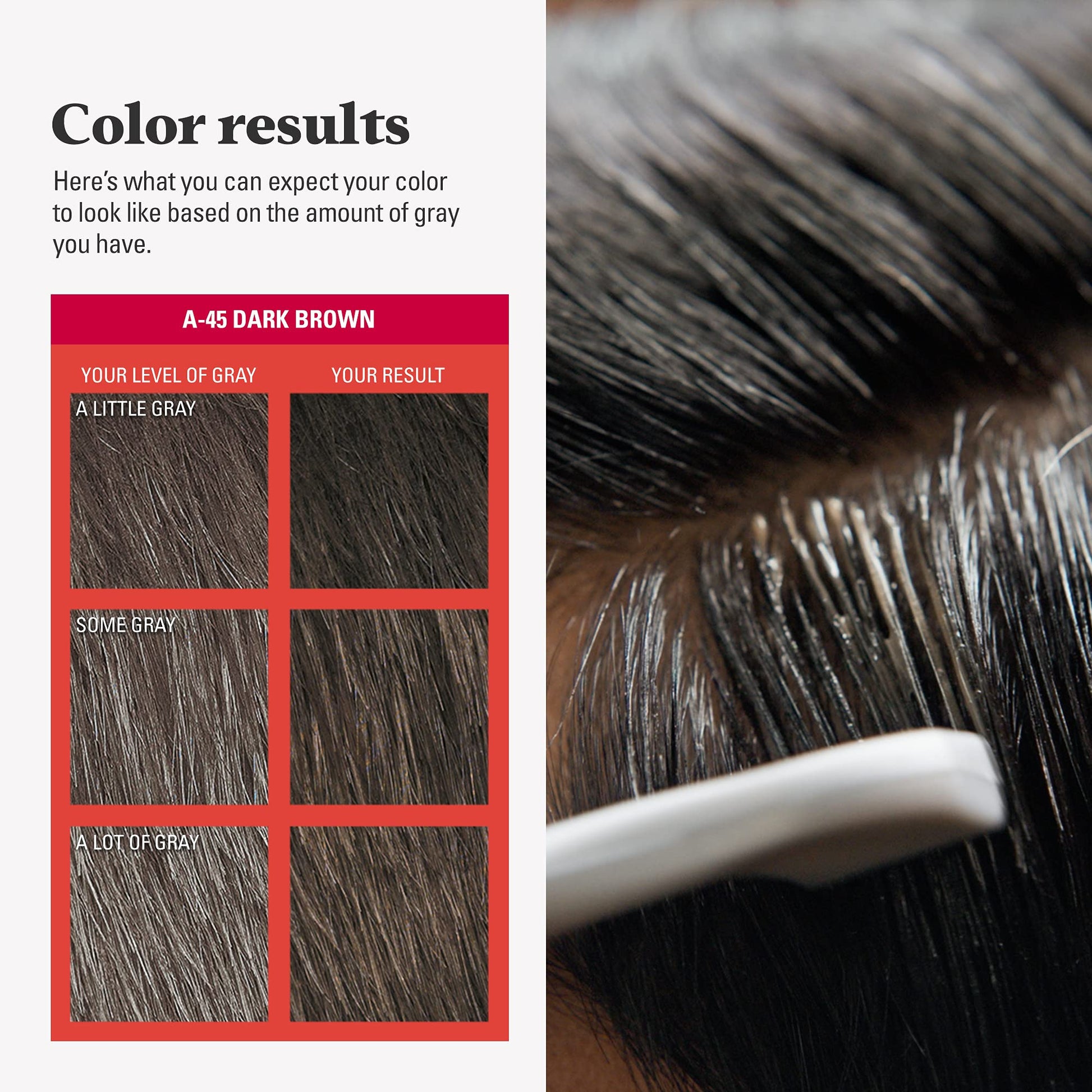 Black Just For Men Easy Comb-In Color Mens Hair Dye, Easy No Mix Application with Comb Applicator - Dark Brown, A-45, Pack of 3