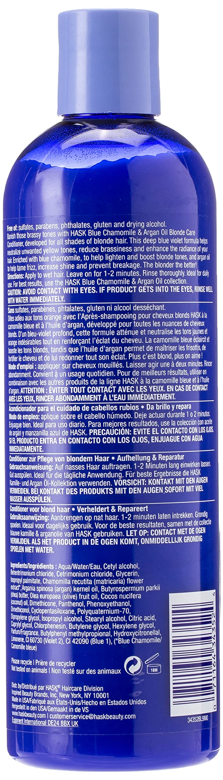 White Smoke Hask Blue Chamomile and Argan Oil Blonde Care Conditioner 12