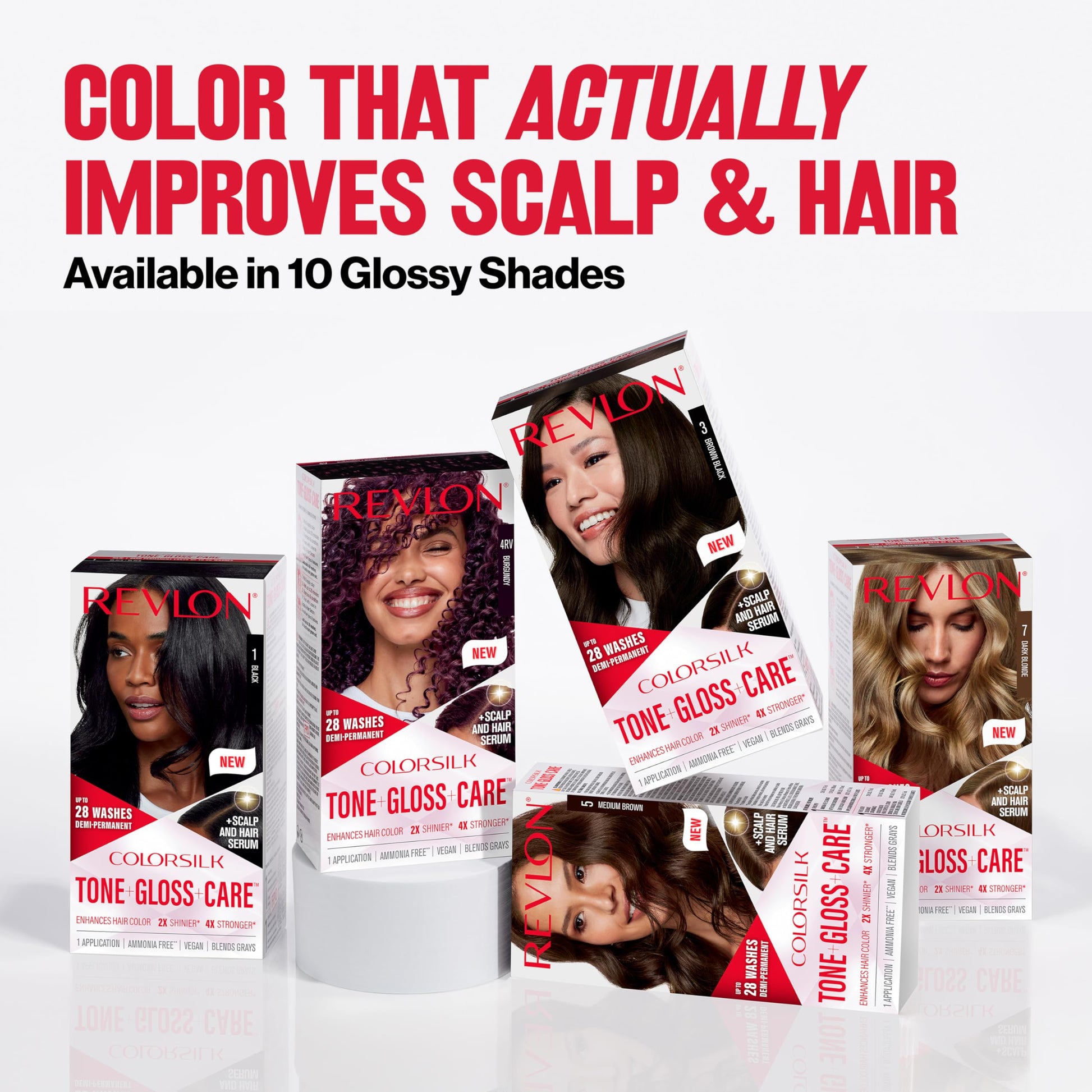 White Smoke Revlon ColorSilk Tone + Gloss + Care Demi Permanent Hair Color, Dye Kit with Leave-In Scalp and Haircare Serum, 2x Shinier, 4x Stronger, 6 Light Brown, 4.5 fl oz