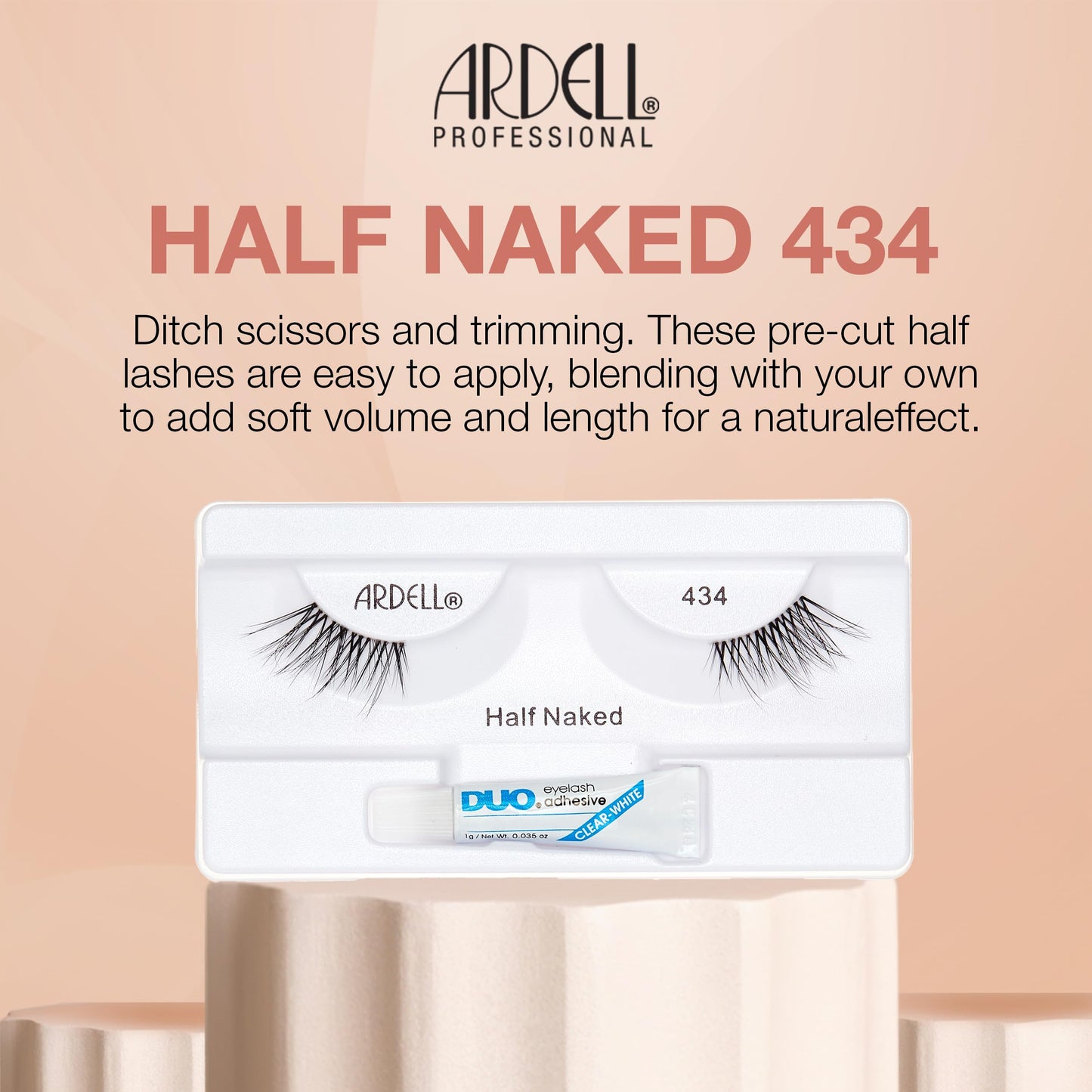Wheat Ardell Half Naked Lashes 434 – Natural Half Lashes for Outer Corner, Soft & Flattering Fit Wispy Volume False Eyelashes, Includes DUO Lash Glue 1g