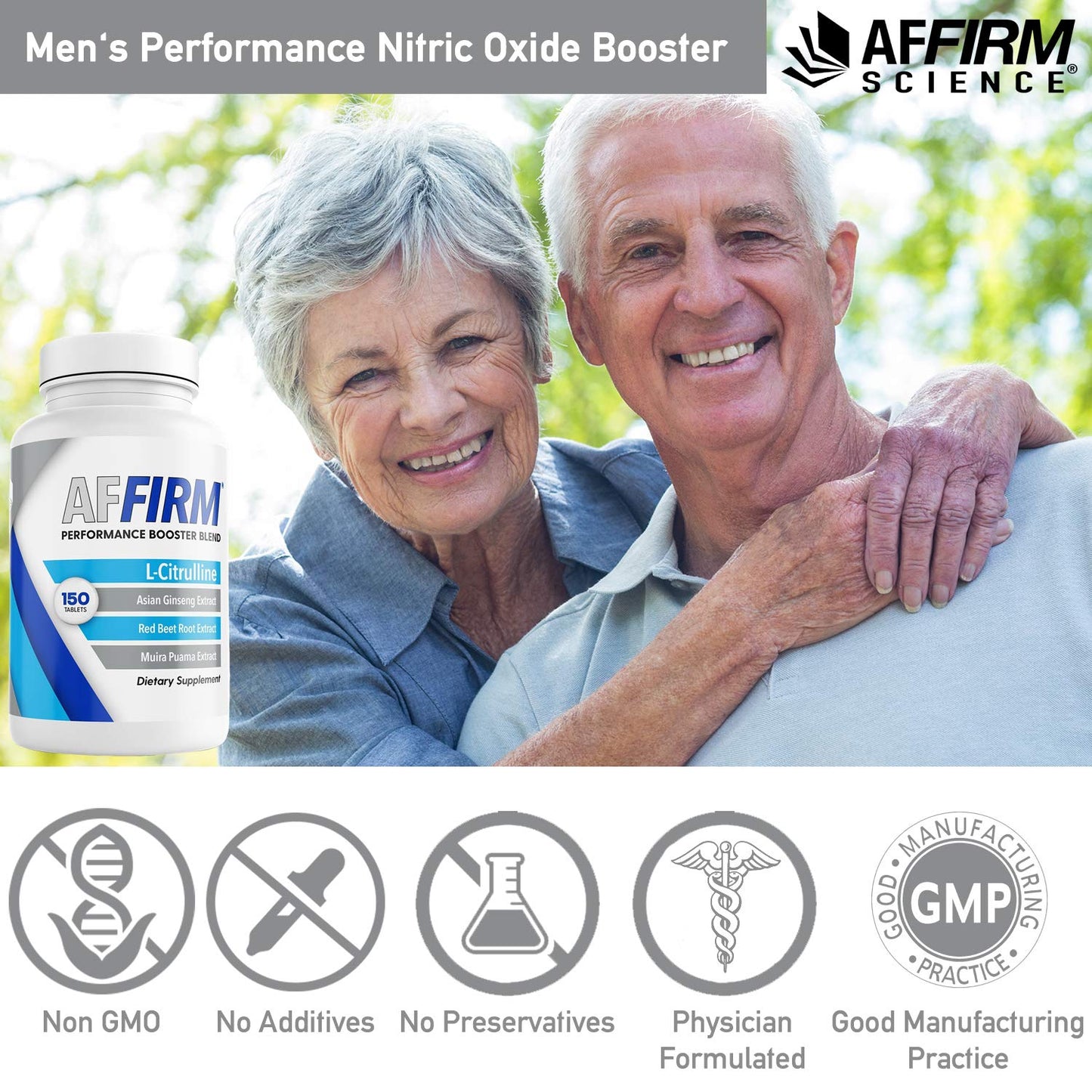 White Smoke Affirm Science L-Citrulline Dietary Supplement 750mg 60 Tablets | Circulation and Male Performance | Created by Dr. Judson Brandeis