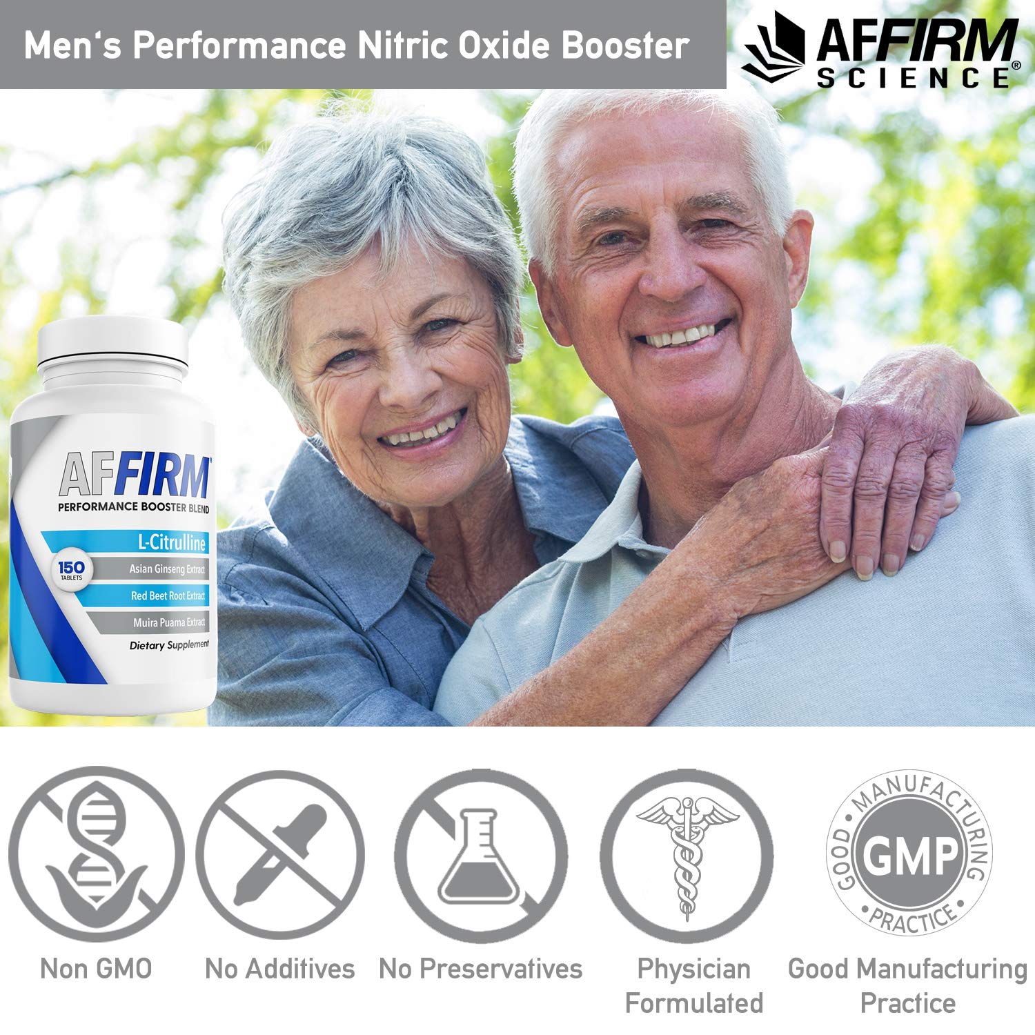 White Smoke Affirm Science L-Citrulline Dietary Supplement 750mg 60 Tablets | Circulation and Male Performance | Created by Dr. Judson Brandeis