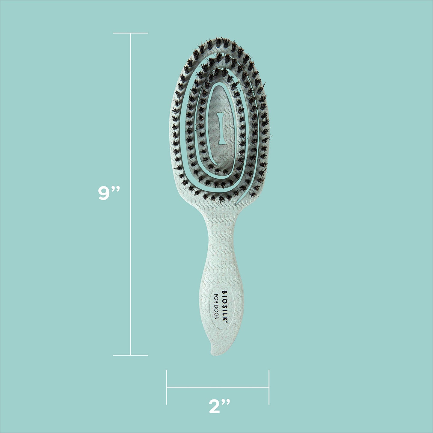 Light Steel Blue BioSilk for Dogs Eco-Friendly Boar Hair Bristle Brush in Mint Green | Easy to Hold Ergonomic Handle Dog Brush for Shedding | Best Pet Brush for Dog Grooming