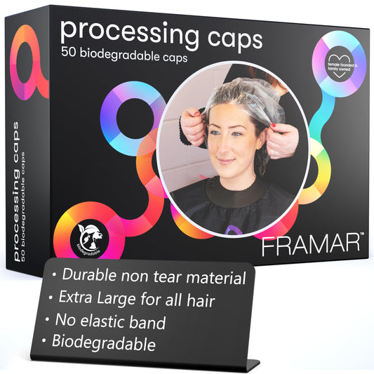 White Smoke FRAMAR XL Processing Caps - Disposable Shower Caps For Women, Hair Coloring Cap, No-Mess Color Processing, No More Tight Elastic Headaches, Extra Large Coverage For Thick, Long Hair – 50 Count
