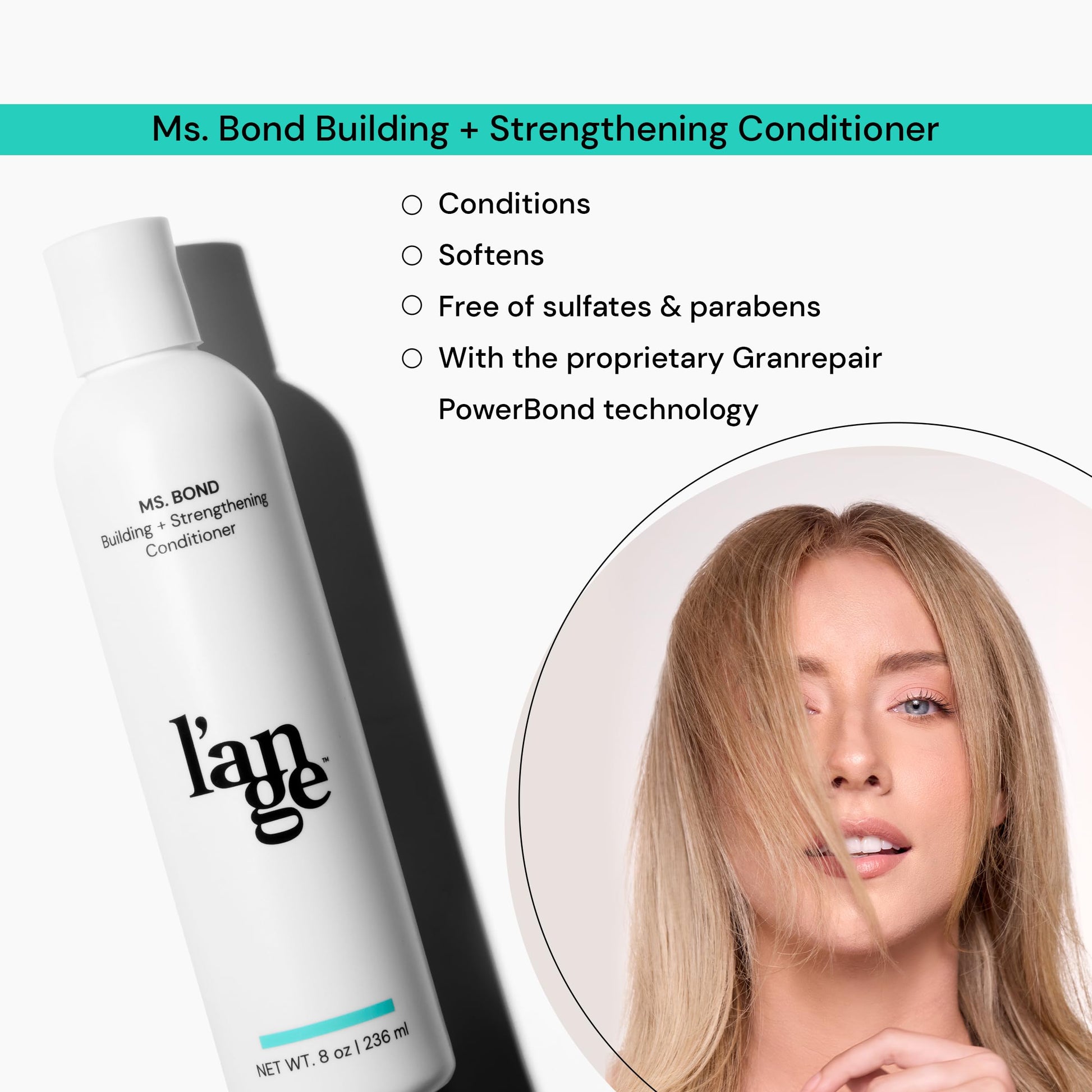 White Smoke L'ANGE HAIR Ms. Bond Building + Strengthening Conditioner| Restores Hair Bonds | Intensive Treatment for Breakage Recovery | Hair Mask for Smooth Finish | Moisturizing Formula | 8 fl oz Bottle
