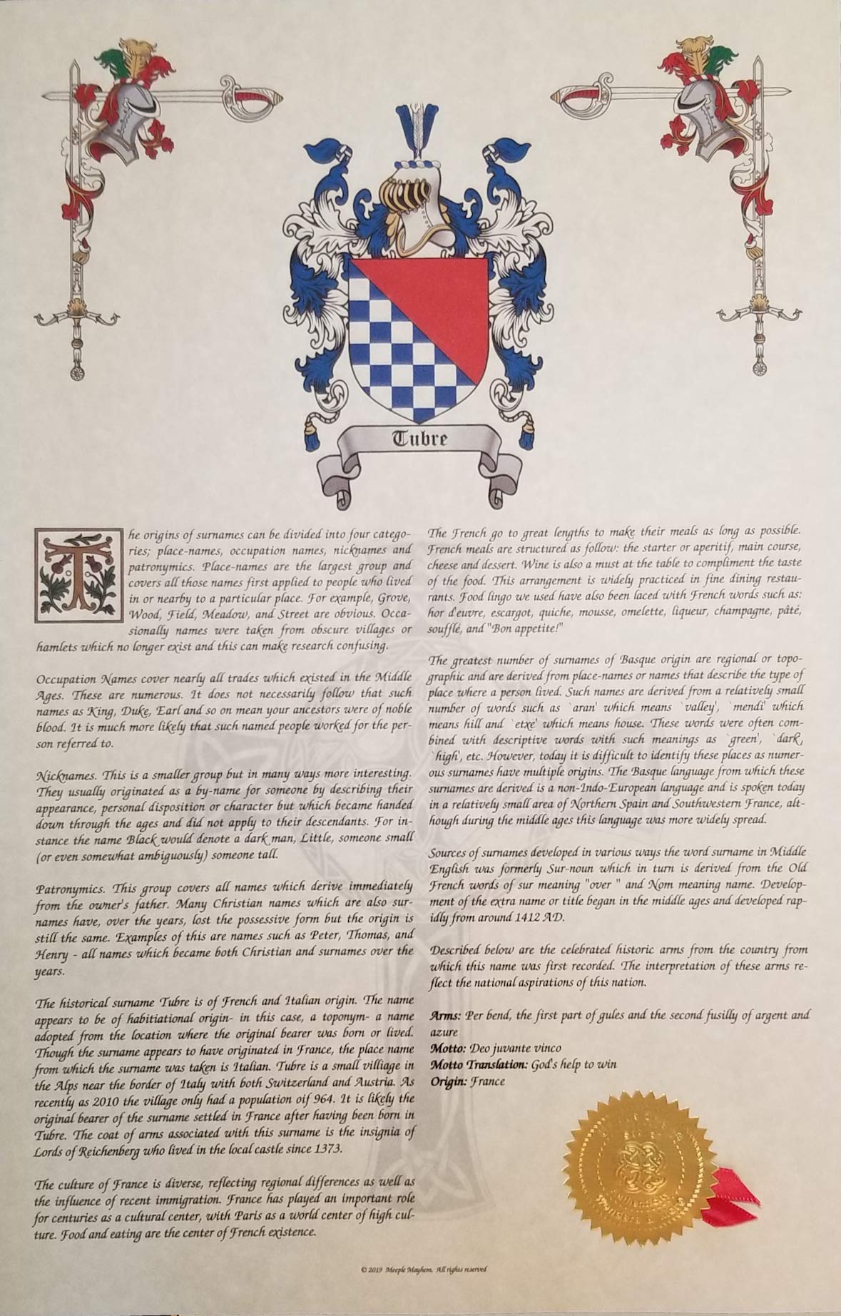 Light Gray Mr Sweets Lanza - Coat of Arms, Crest & History 3 Print Combo - Surname Origin: Italian Italy