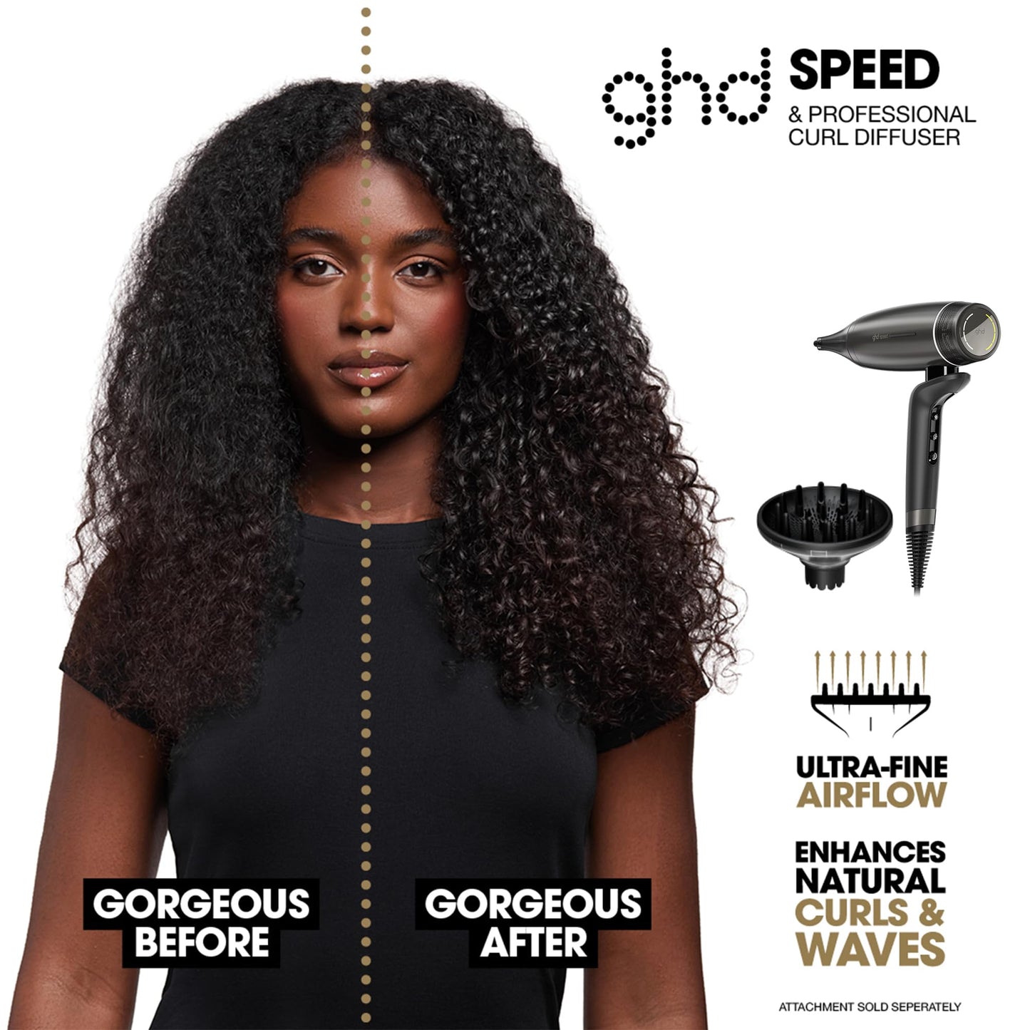 White Smoke ghd Speed Ionic Hair Dryer in Titanium Black - Fast, Quick, Powerful Blow Dries with Control & No Heat Damage, ghd's Best Blow Dryer - for All Hair Types