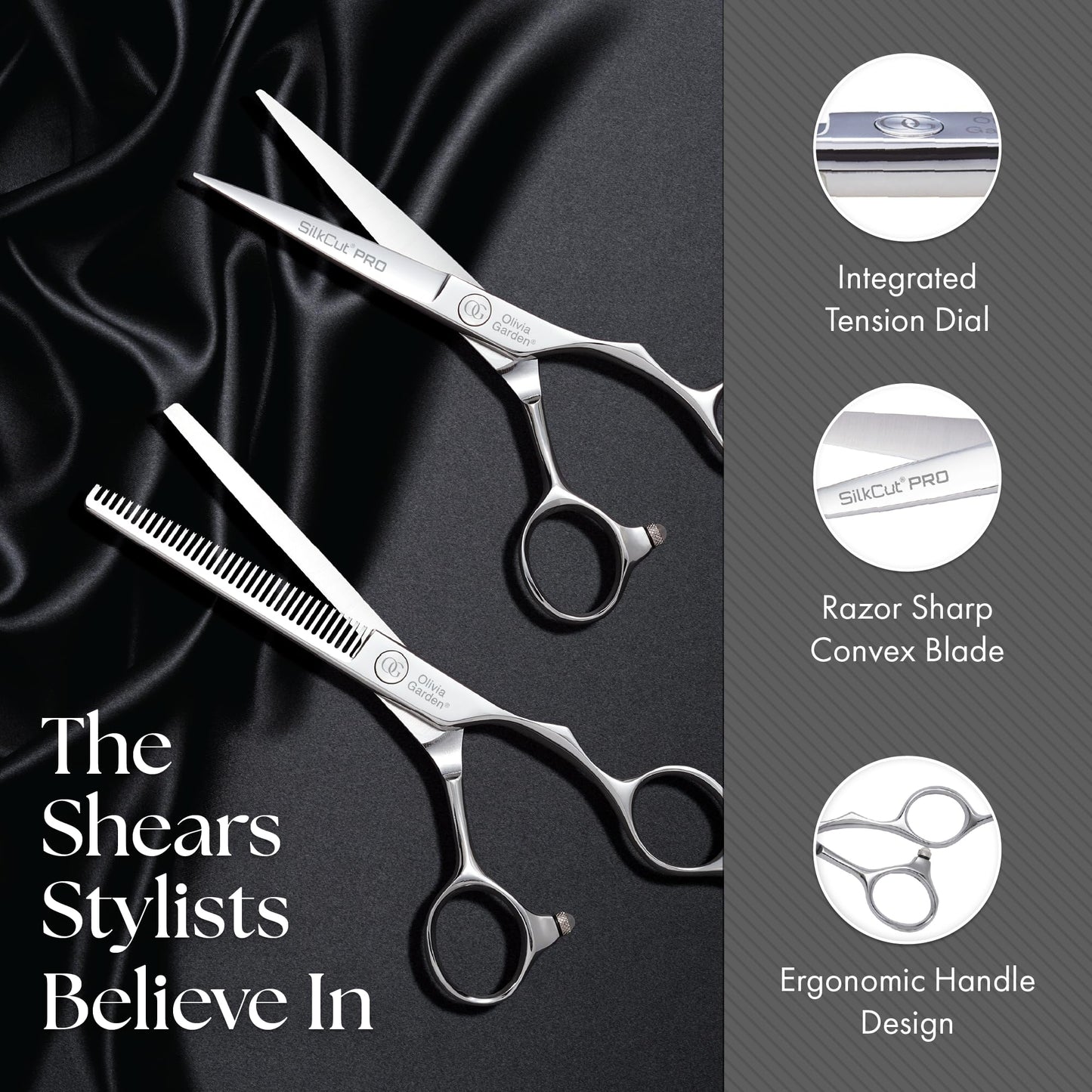 Dim Gray Olivia Garden SilkCutPro Shear and Thinner Zipper case deal (5" contains: SKP-50, SKP-T635)