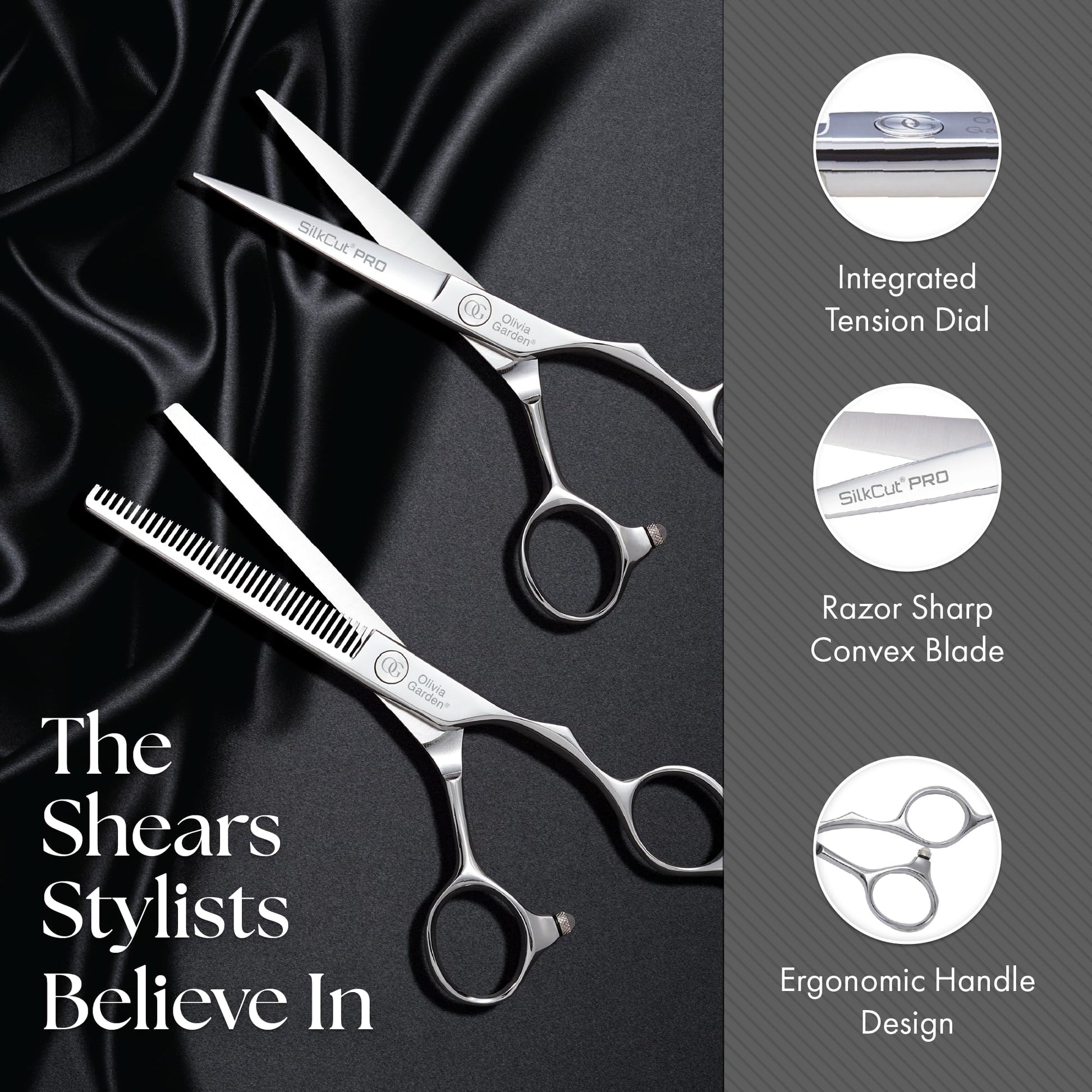 Dim Gray Olivia Garden SilkCutPro Shear and Thinner Zipper case deal (5" contains: SKP-50, SKP-T635)