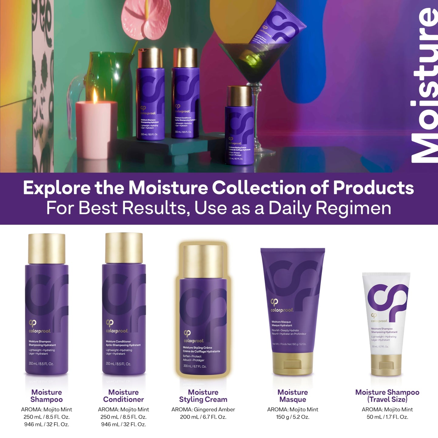 White Smoke Colorproof Moisture Styling Crème 6.7FL. Oz. Leave-In Moisturizing Heat and Color Protection Cream for Smooth & Soft Finish, Gingered Amber Scent