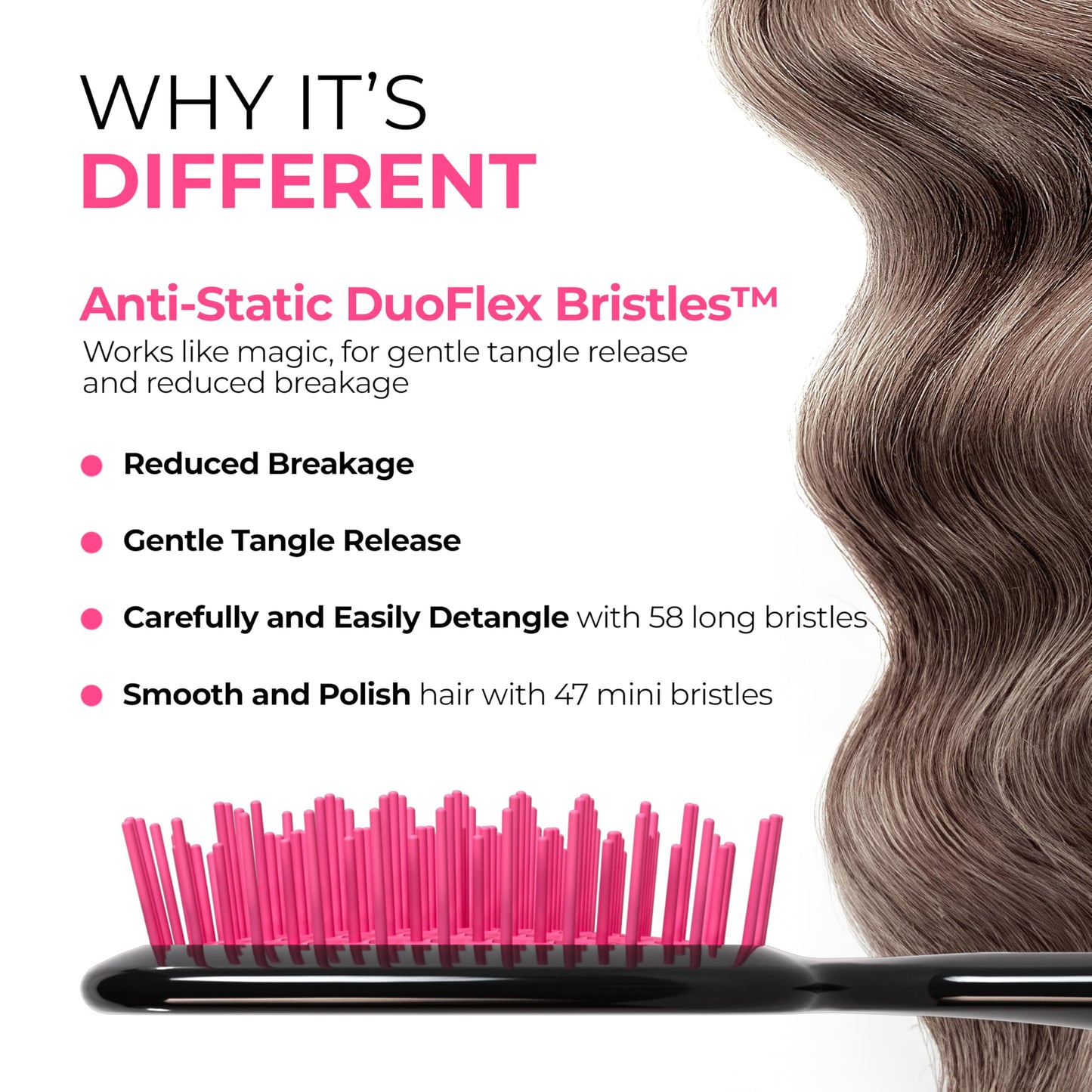 White Smoke FHI Heat UNbrush Detangling Brush for Pain-Free Brushing on All Wet or Dry Hair Types — Durable DuoFlex Anti-Static Bristles, Lightweight Handle, Vented Hair Brush, Cherry Blossom