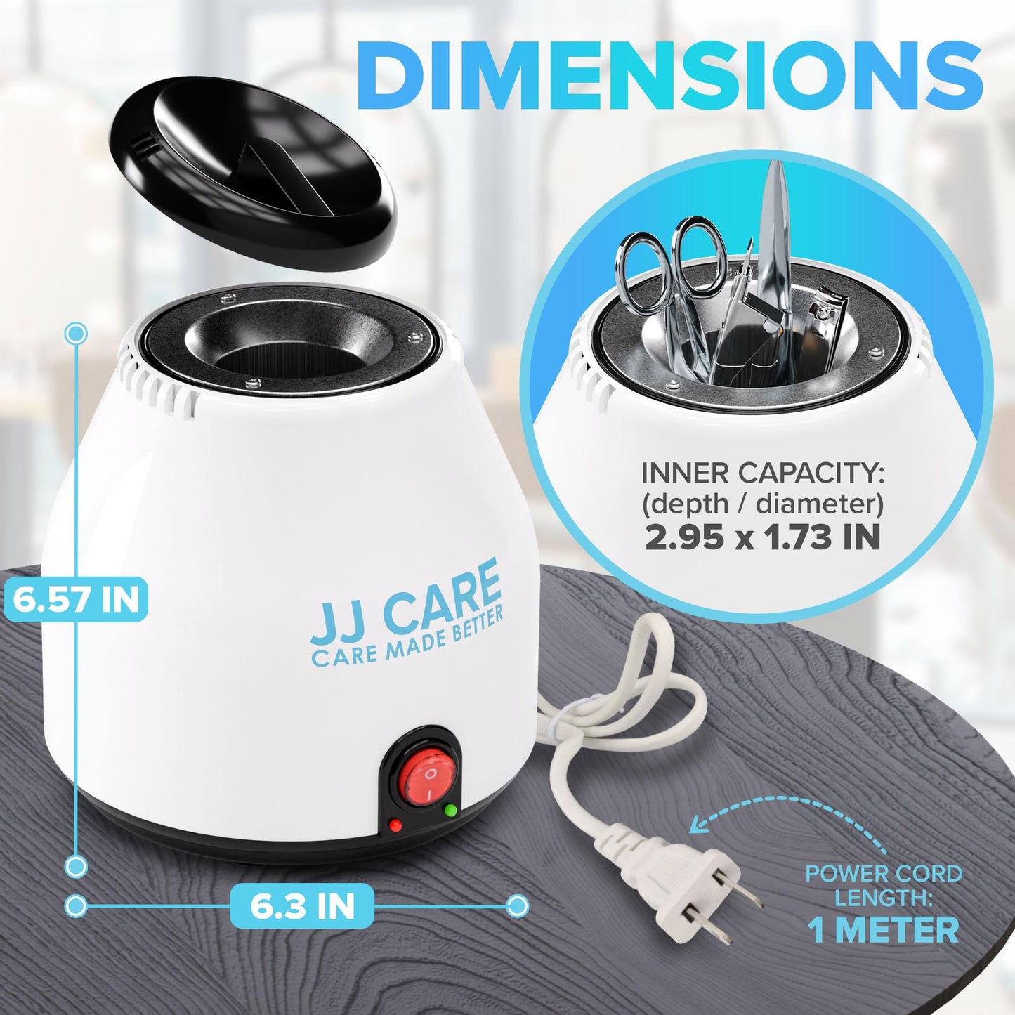 Lavender JJ CARE Nail Tool Sterilizer with Glass Beads | Implement Tweezer Disinfectant Container | Salon & Manicure Disinfectant Jar Small