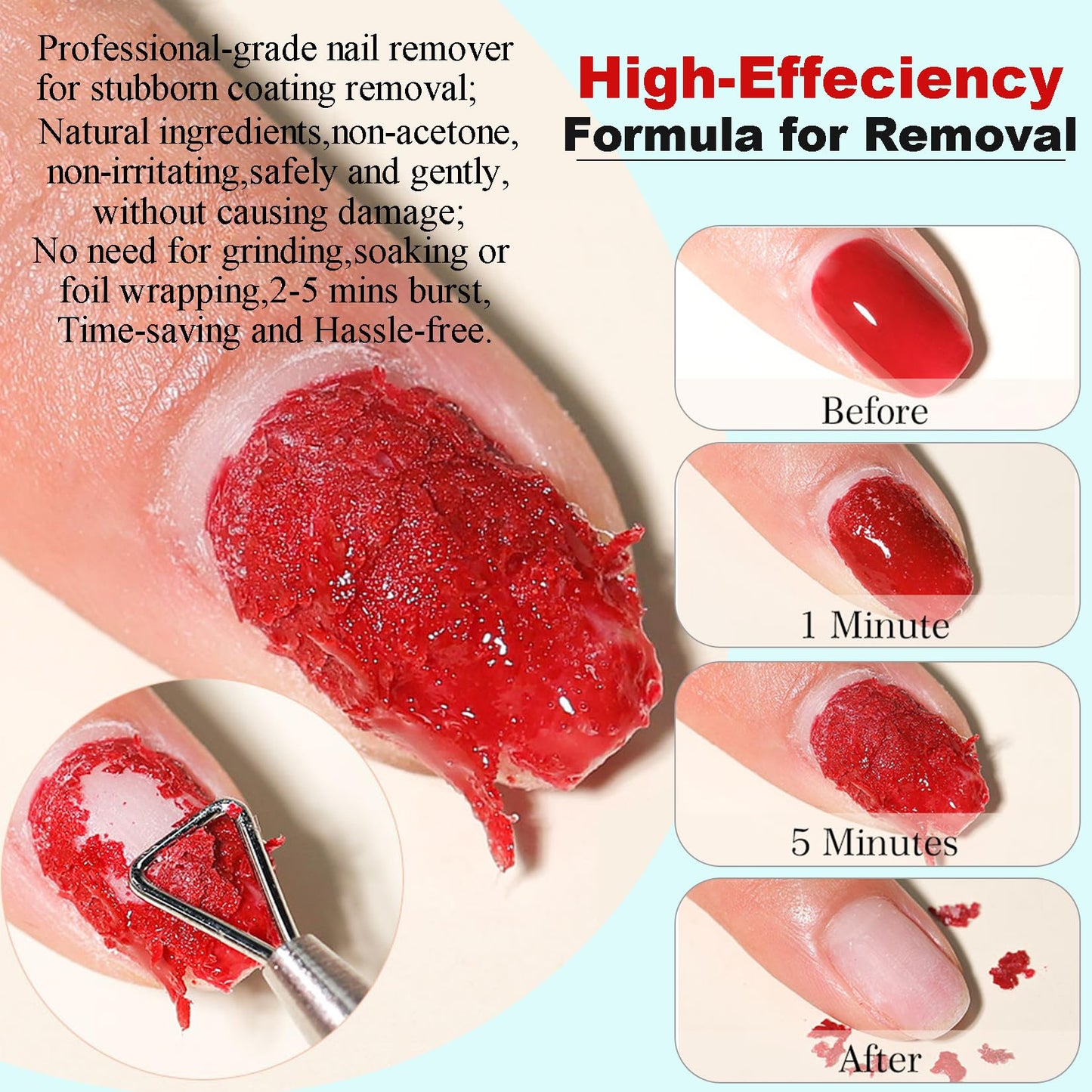 Seashell Gel Nail Polish Remover, Gel Remover Kit with Liquid Latex for Nails, No Need to Wrap or Soak, Removes Nail Polish in 2-5 Minutes, Acetone Free, Not Damage to Nails, with Manicure Tools