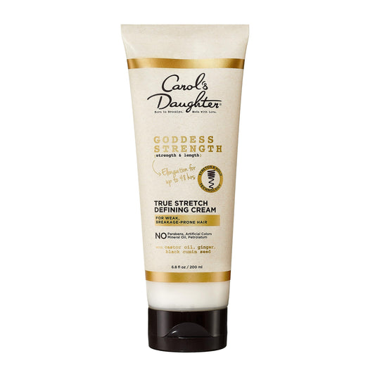 White Smoke Carol's Daughter Goddess Strength True Stretch Defining Hair Cream For Waves, Coils and Curls, Curl Defining Cream with Castor Oil, 6.8 Fl Oz
