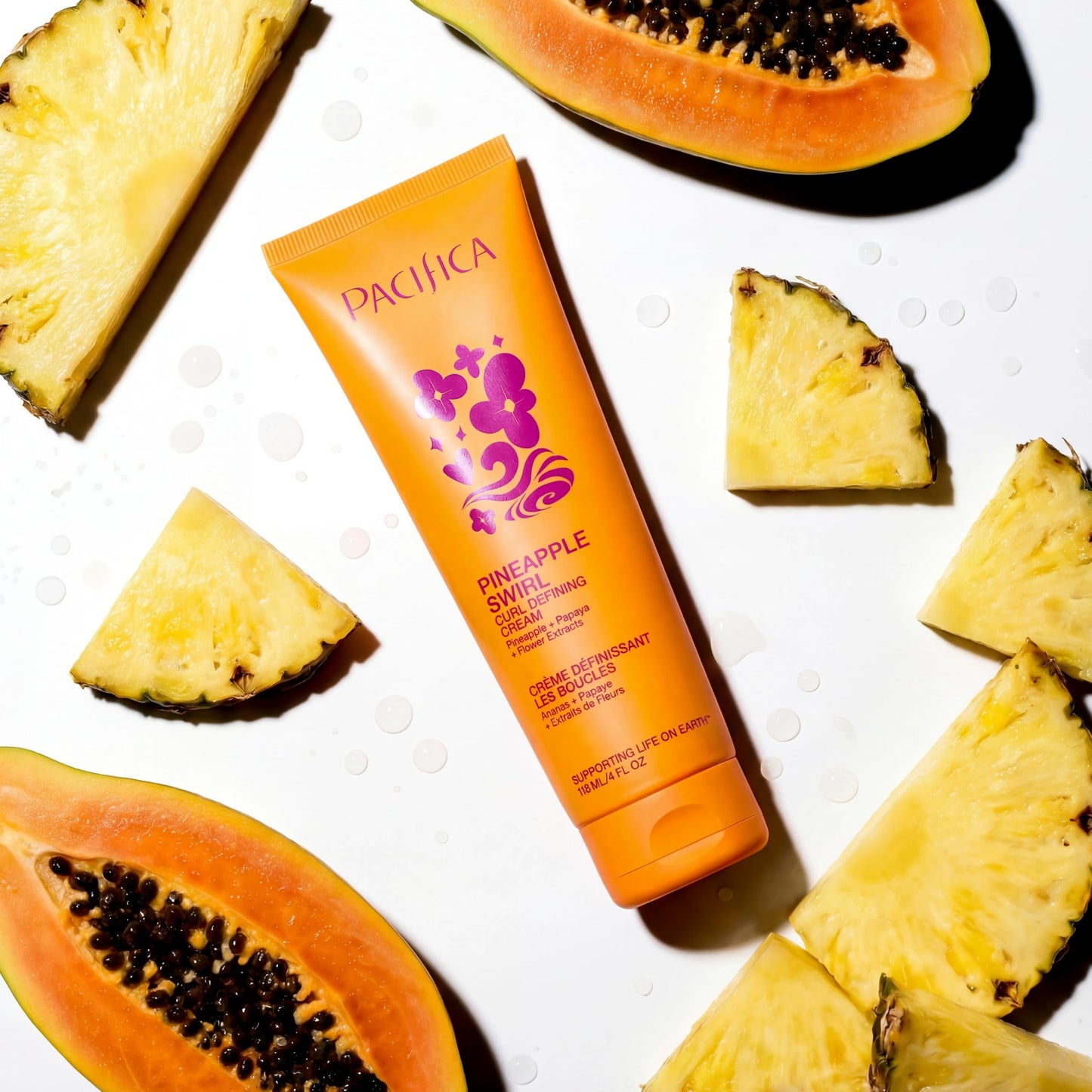 White Smoke Pacifica Pineapple Swirl Curl Defining Cream – Bounce, Frizz Control & Curl Enhancer Styling Cream for Curly Hair & Wavy Hair – Coconut Oil & Hyaluronic Acid For No-Crunch Hold – Cruelty-Free – 4-oz