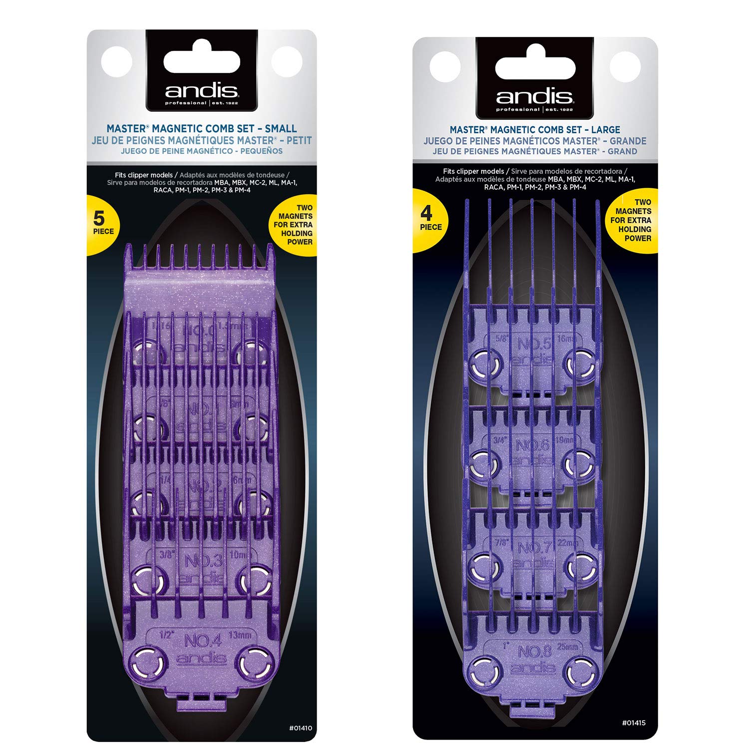 White Smoke Andis Andismagnetic Comb Combo, Small and Large