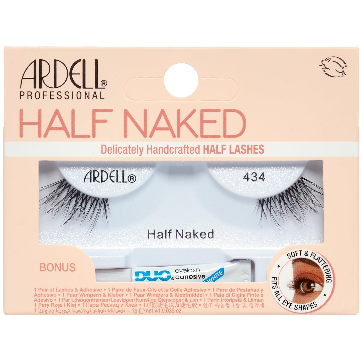 Bisque Ardell Half Naked Lashes 434 – Natural Half Lashes for Outer Corner, Soft & Flattering Fit Wispy Volume False Eyelashes, Includes DUO Lash Glue 1g