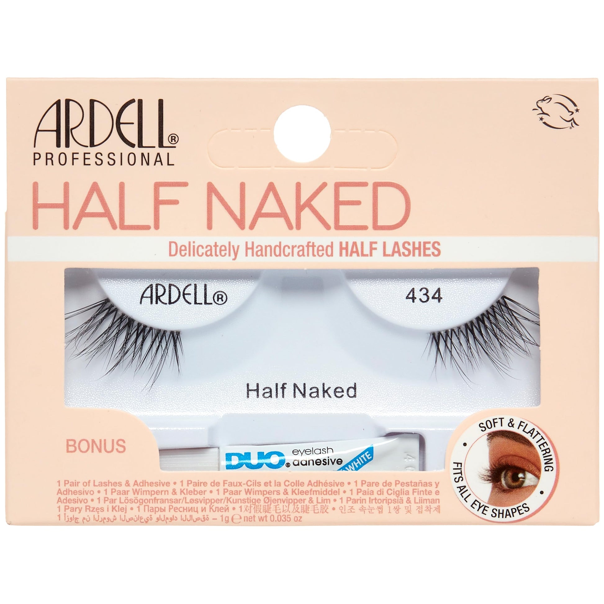 Bisque Ardell Half Naked Lashes 434 – Natural Half Lashes for Outer Corner, Soft & Flattering Fit Wispy Volume False Eyelashes, Includes DUO Lash Glue 1g