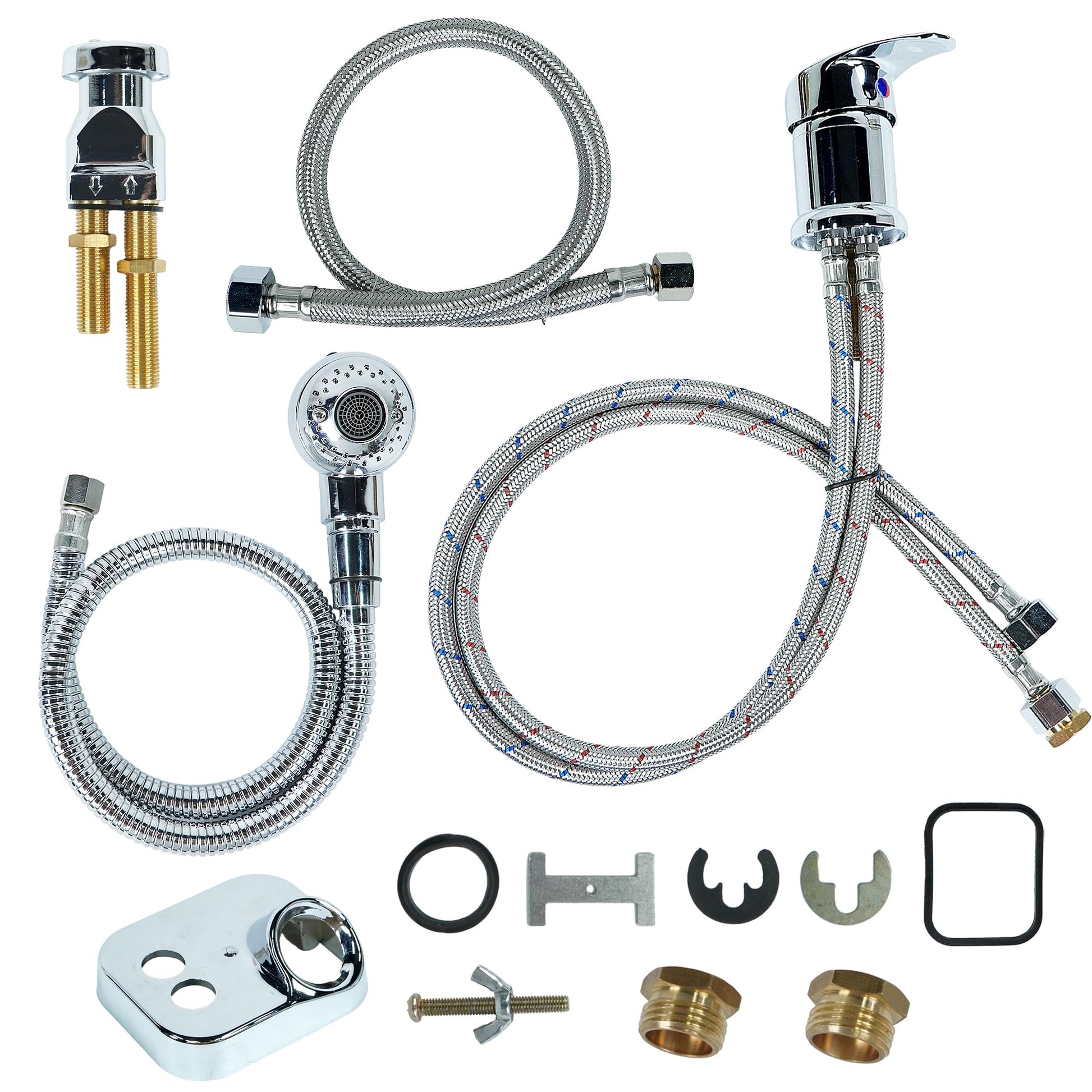 White Smoke Salon Shampoo Bowl Faucet Vacuum Breaker Kit Spa Beauty Salon Shampoo Bowl Sink Hair Salon Bath Accessories Bathroom Hot Cold Faucet Spray Hose Replacement Set for Backwash Barber Chair