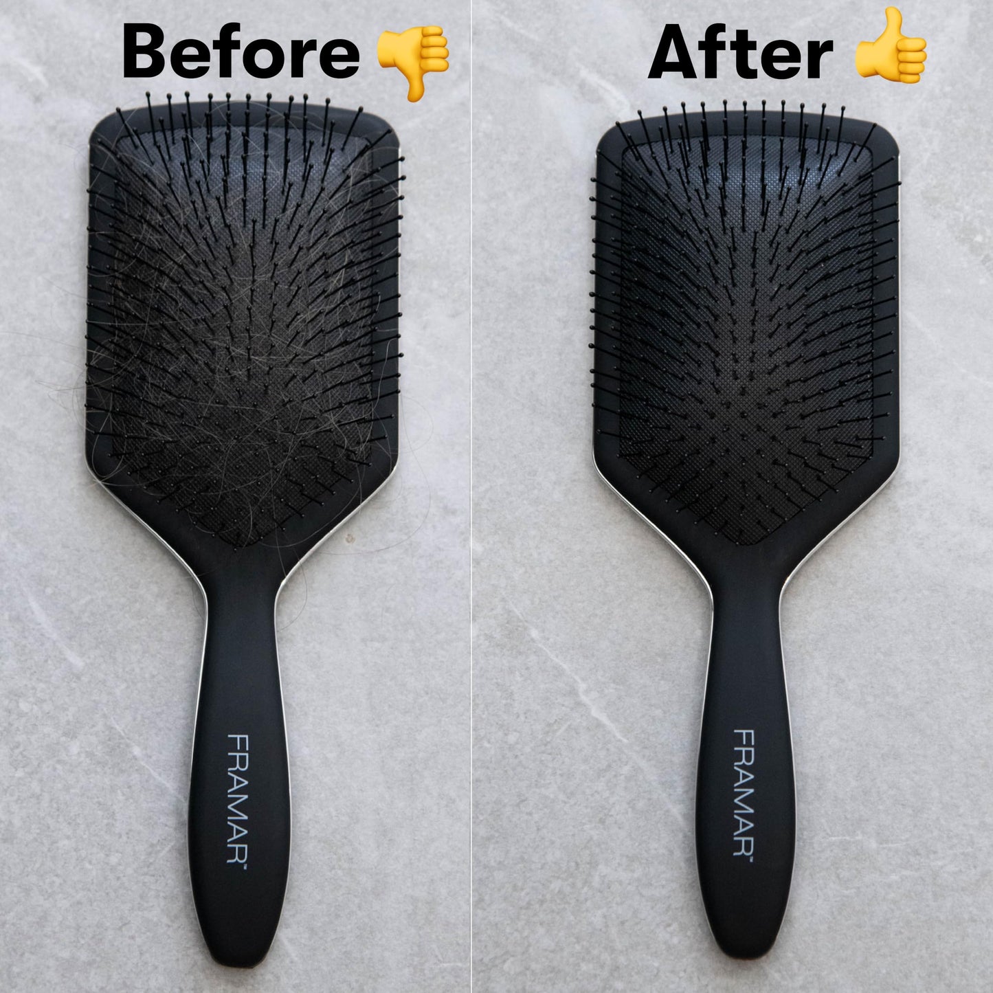 Gray FRAMAR Premium Hair Brush Cleaner Tool – Hairbrush Cleaner Tool, Brush Cleaner Tool for All Types, Comb Cleaner – 2 in 1 Design Removes Hair & Build up Instantly – Pink