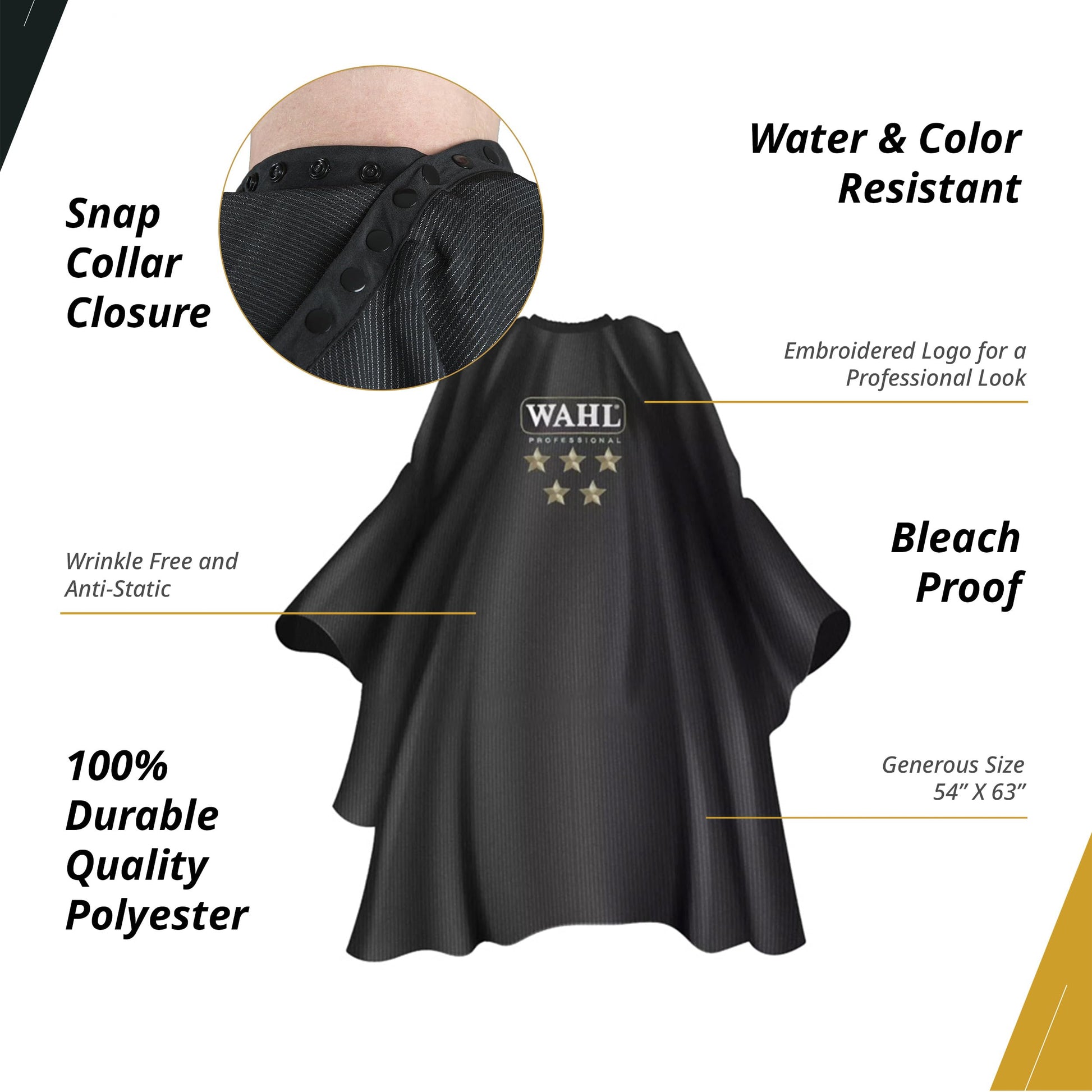 White Smoke Wahl Professional 5 Star Barber Cape Water Resistant Bleach Proof Static Free Polyester 54 X 63