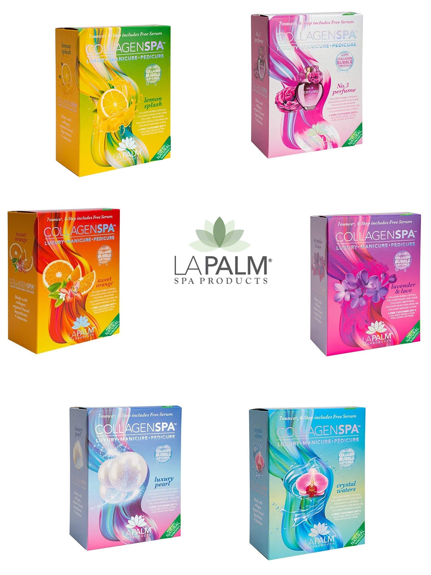 White Smoke La Palm Collagen Spa Luxury Manicure and Pedicure with Collagen Bubble Crystals - Mix of 6 Scents