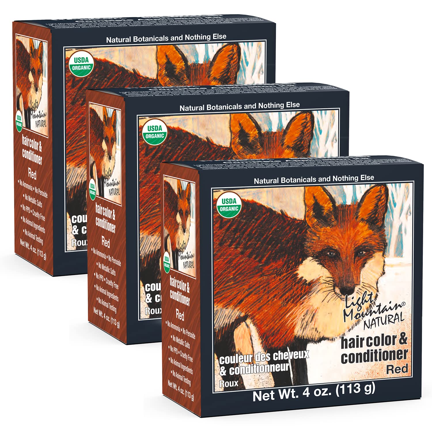 White Smoke Light Mountain Henna Hair Color & Conditioner - Red Hair Dye for Men/Women, Organic Henna Leaf Powder and Botanicals, Chemical-Free, Semi-Permanent Hair Color, 4 Oz (Pack of 3)