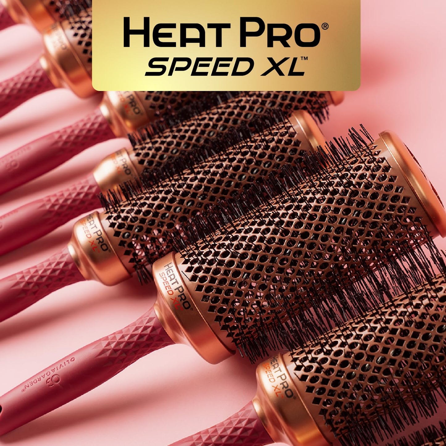 Black Olivia Garden HeatPro Speed XL - Extra-Long Thermal Round Hair Brush - Not Electrical - Professional Ceramic Blowout Brush for Normal to Thick Hair – 1 1/4"