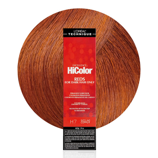 White Smoke L'Oréal Technique HiColor Reds Permanent Hair Color - Lifts Dark Hair in One Step, No Brassiness, Rich, Smooth Creme Formula, Intense, Long-Lasting Color, Sizzling Copper