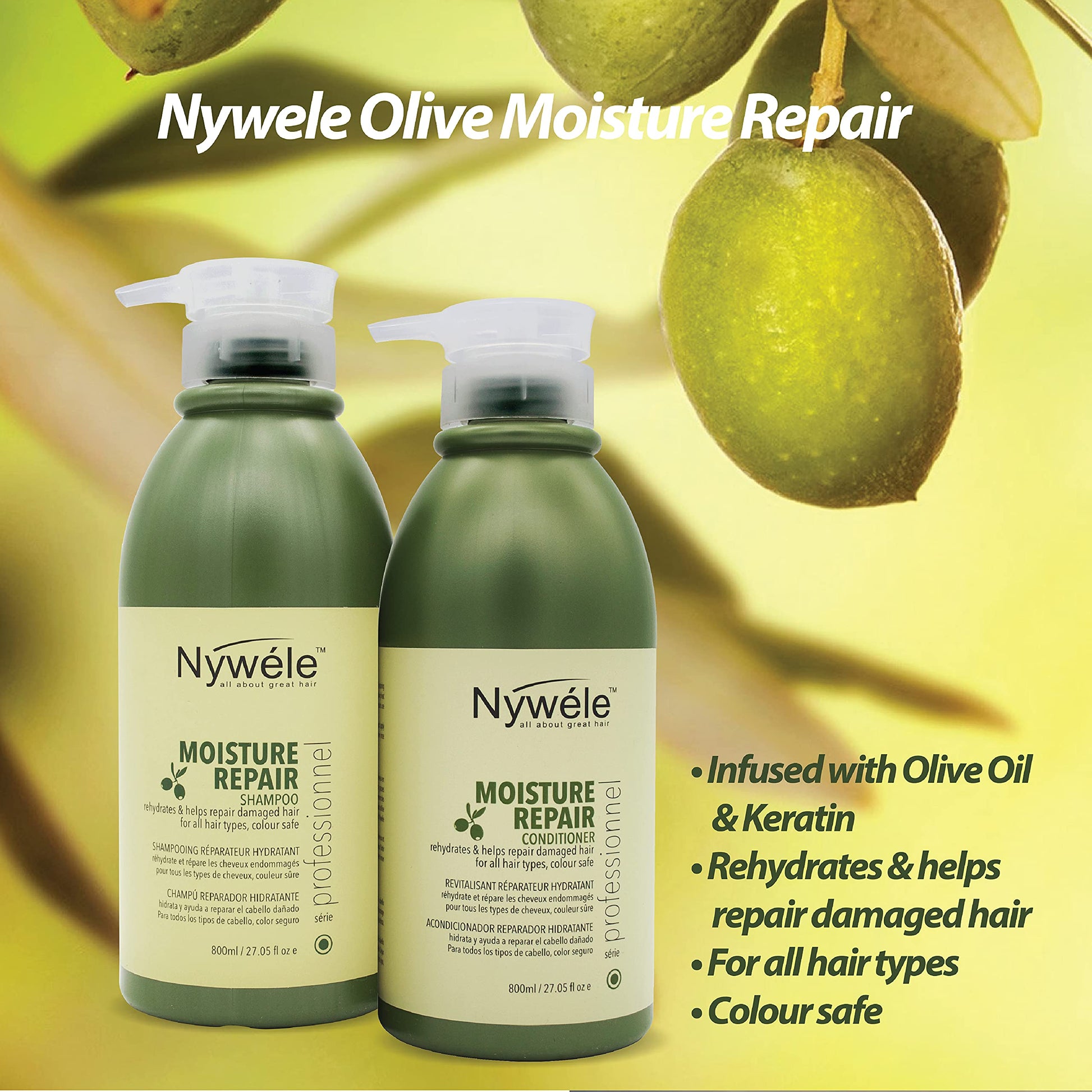 Khaki Nywele Moisture Repair Shampoo and Conditioner SET - 27 oz (800ml) Each by Nywele