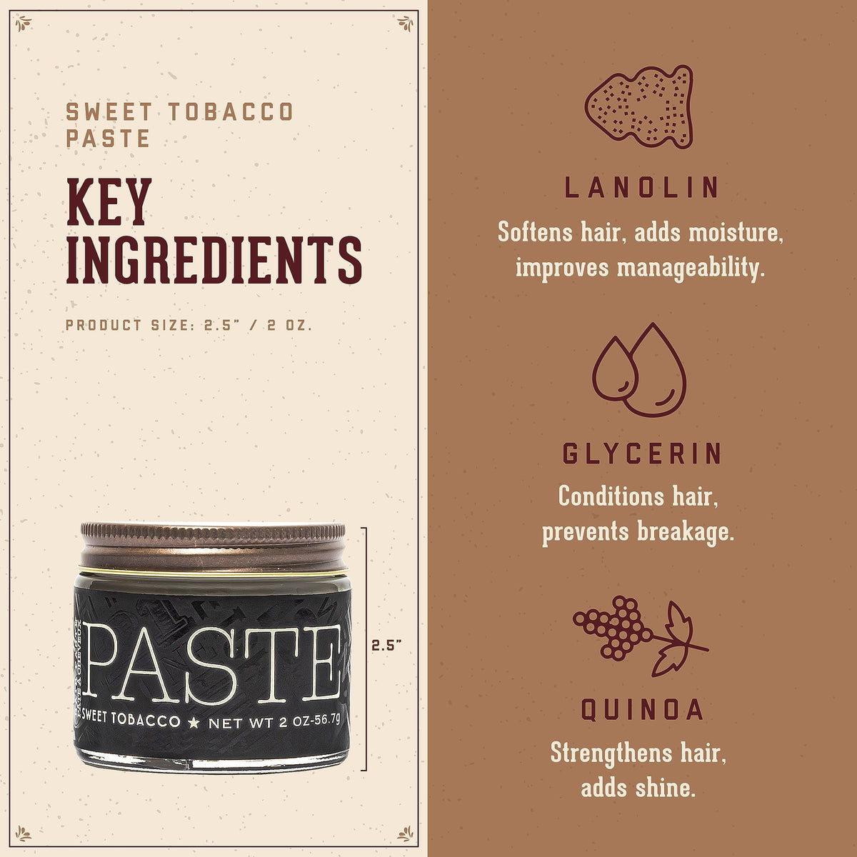 Sienna 18.21 Man Made Hair Styling Product, 2oz. Original Sweet Tobacco Scent in Paste with Natural Shine Finish