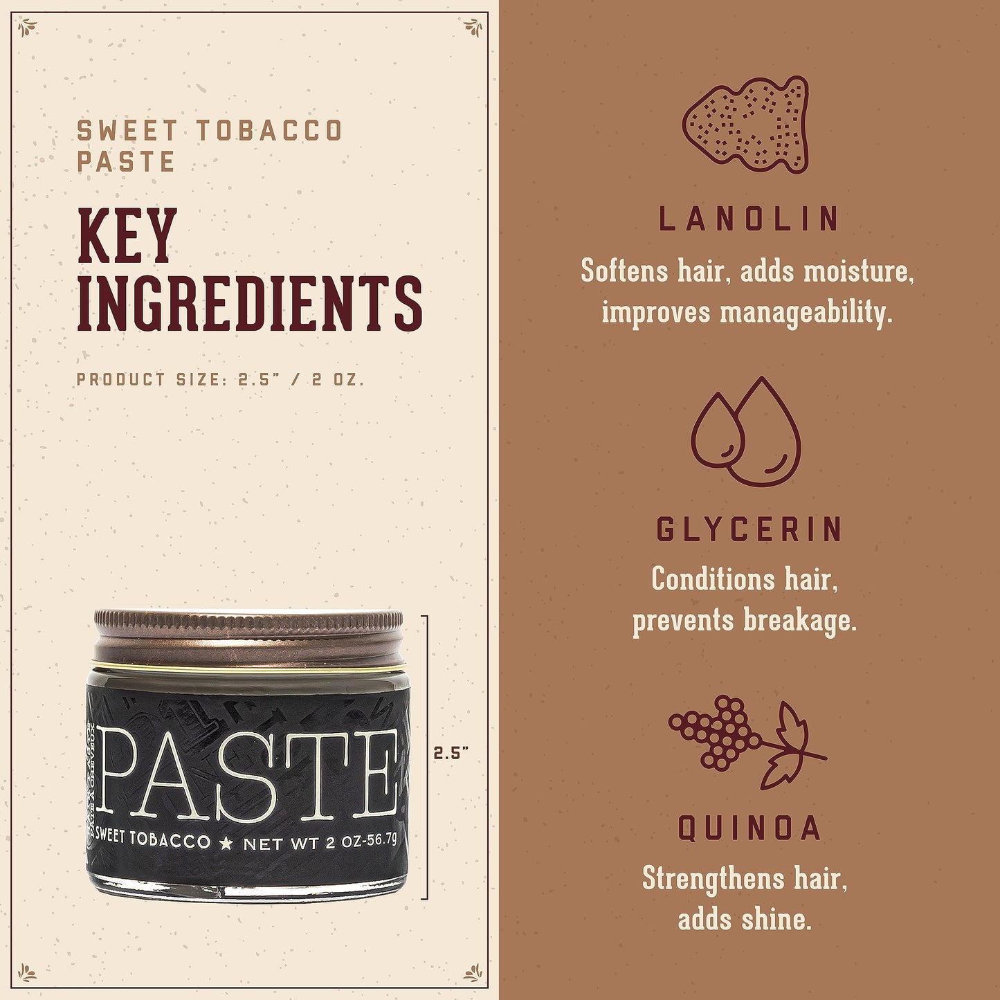 Sienna 18.21 Man Made Hair Styling Product, 2oz. Original Sweet Tobacco Scent in Paste with Natural Shine Finish