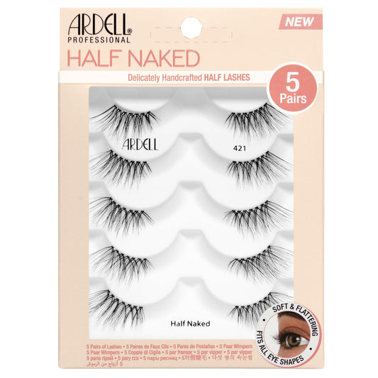 White Smoke Ardell Naked Half Lashes 421 – Delicately Handcrafted Half Eyelashes Wispy Cat Eye Lashes Strips Fake Eyelash Strip for Natural Lift, 5 Pairs, 1 Pack