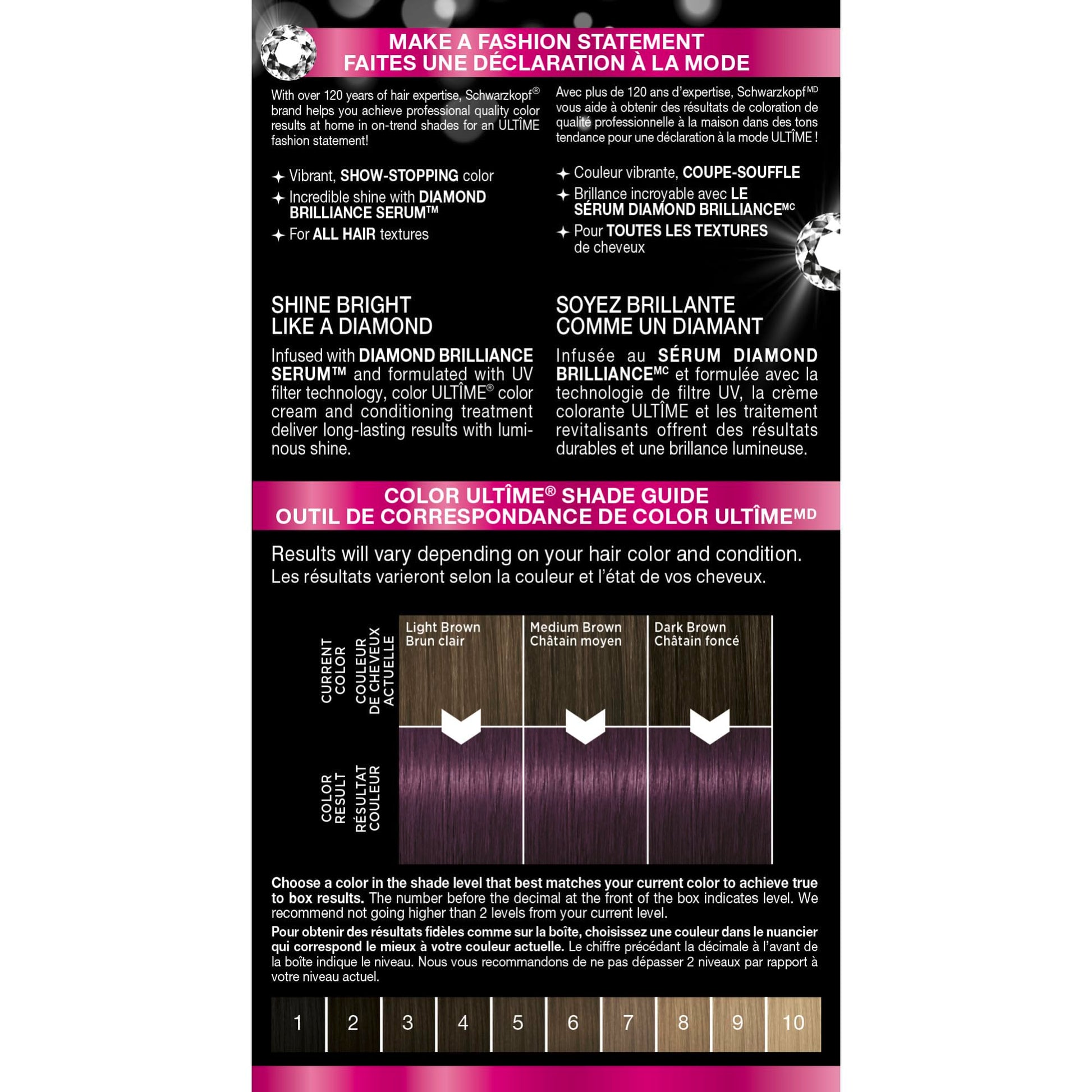 Black Schwarzkopf Color Ultime 4.3 Ultra Deep Violet Hair Dye, Permanent Intense Violet with Diamond Brilliance, Fade-Resistant, Covers Grays, All Hair Textures