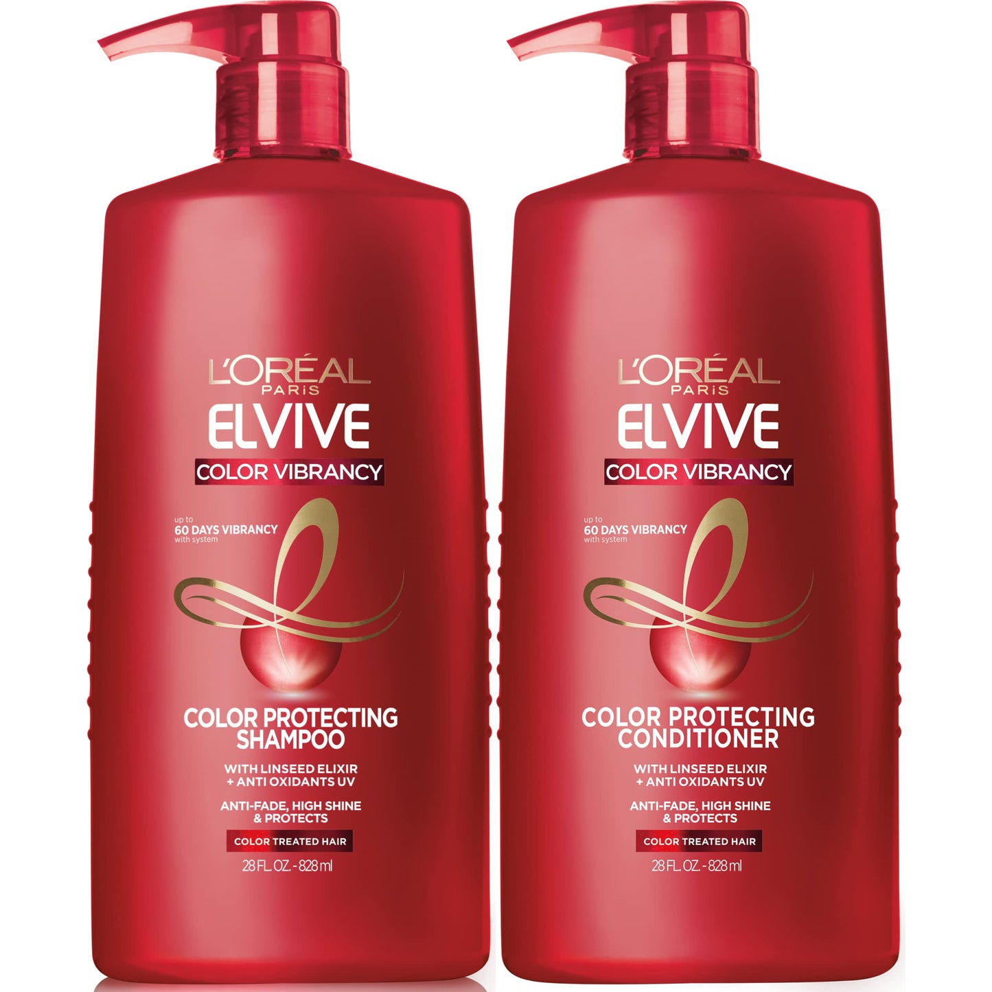 White Smoke L'Oreal Paris Elvive Color Vibrancy Protecting Shampoo and Conditioner Set for Color Treated Hair, 28 Fl Oz (Set of 2)