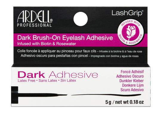 White Smoke Ardell Brush-On Eyelash Adhesive - Latex-Free Lash Glue with Biotin & Rosewater for Long-Lasting Hold, Easy Application for False Lashes and Lash Clusters - Dark