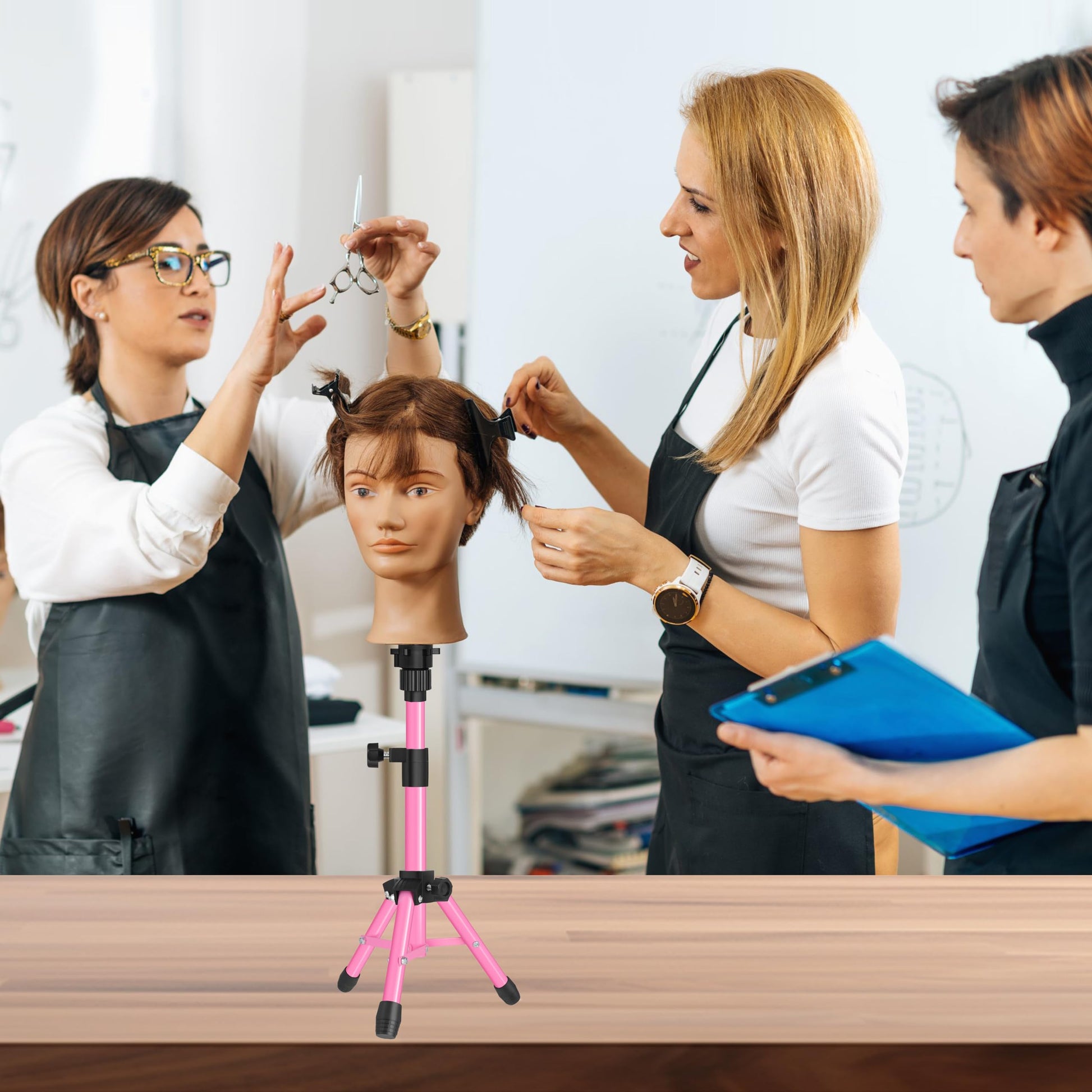 Lavender AliLeader 25 Inch Mannequin Head Stand Tripod for Mannequin Head Wig Stand Tripod Wig Head Stand for Training Heads and Canvas Block Head (Mannequin Head Not Included,Pink)