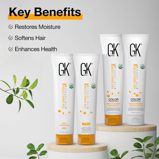 Light Gray GK HAIR Global Keratin The Best Smoothing Keratin Treatment Kit (3.4 Fl Oz/100ml) Professional Brazilian Complex Blowout Straightening For Silky Smooth & Frizzy Hair